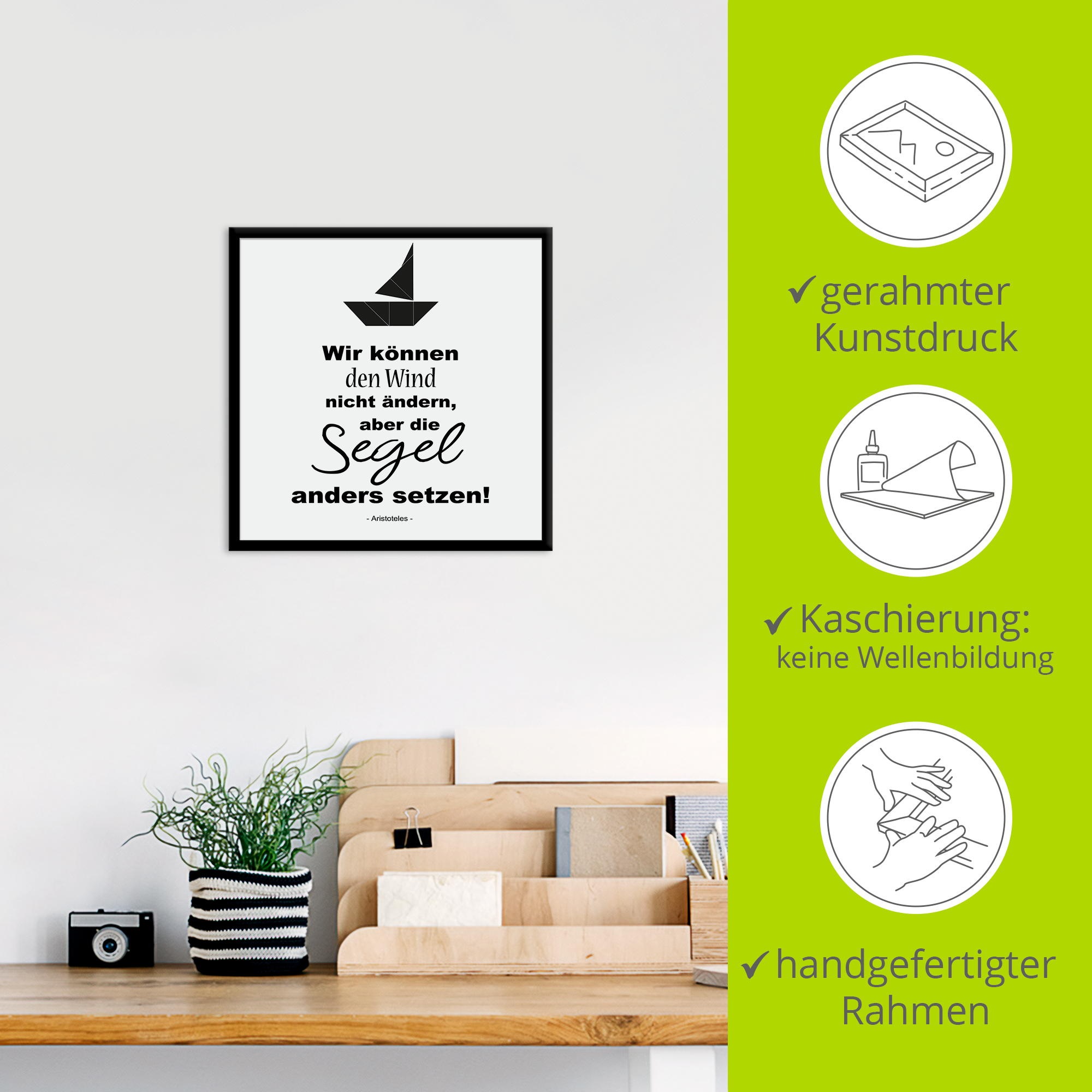 Artland Wandbild »Wind nicht ändern, Segel anders setzen«, Sprüche & Texte, (1 St.)