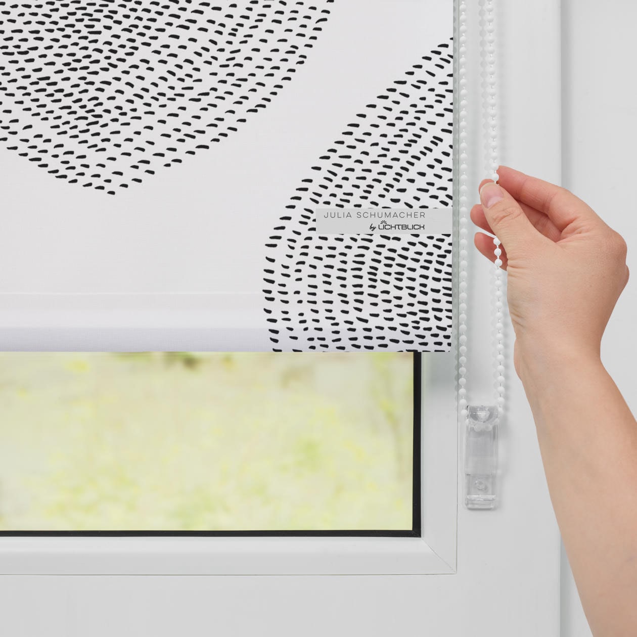 LICHTBLICK ORIGINAL Seitenzugrollo »Rollo Klemmfix, ohne Bohren, blickdicht, Stripy Boho Drop - Weiss«, blickdicht, Sichtschutz-Blendschutz, freihängend