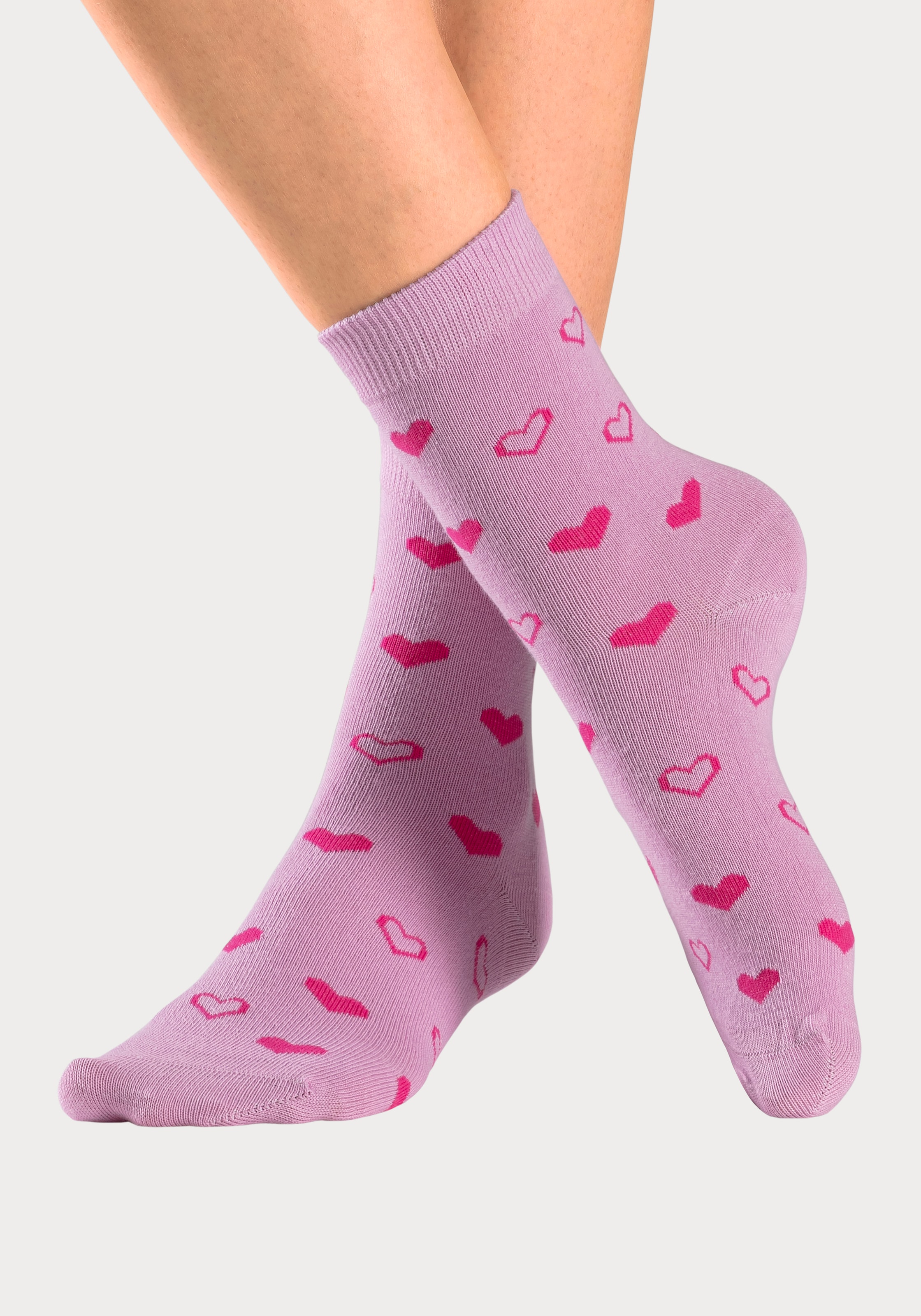 LASCANA Basicsocken, (Box, 7 Paar), in Geschenkbox für den Valentinstag