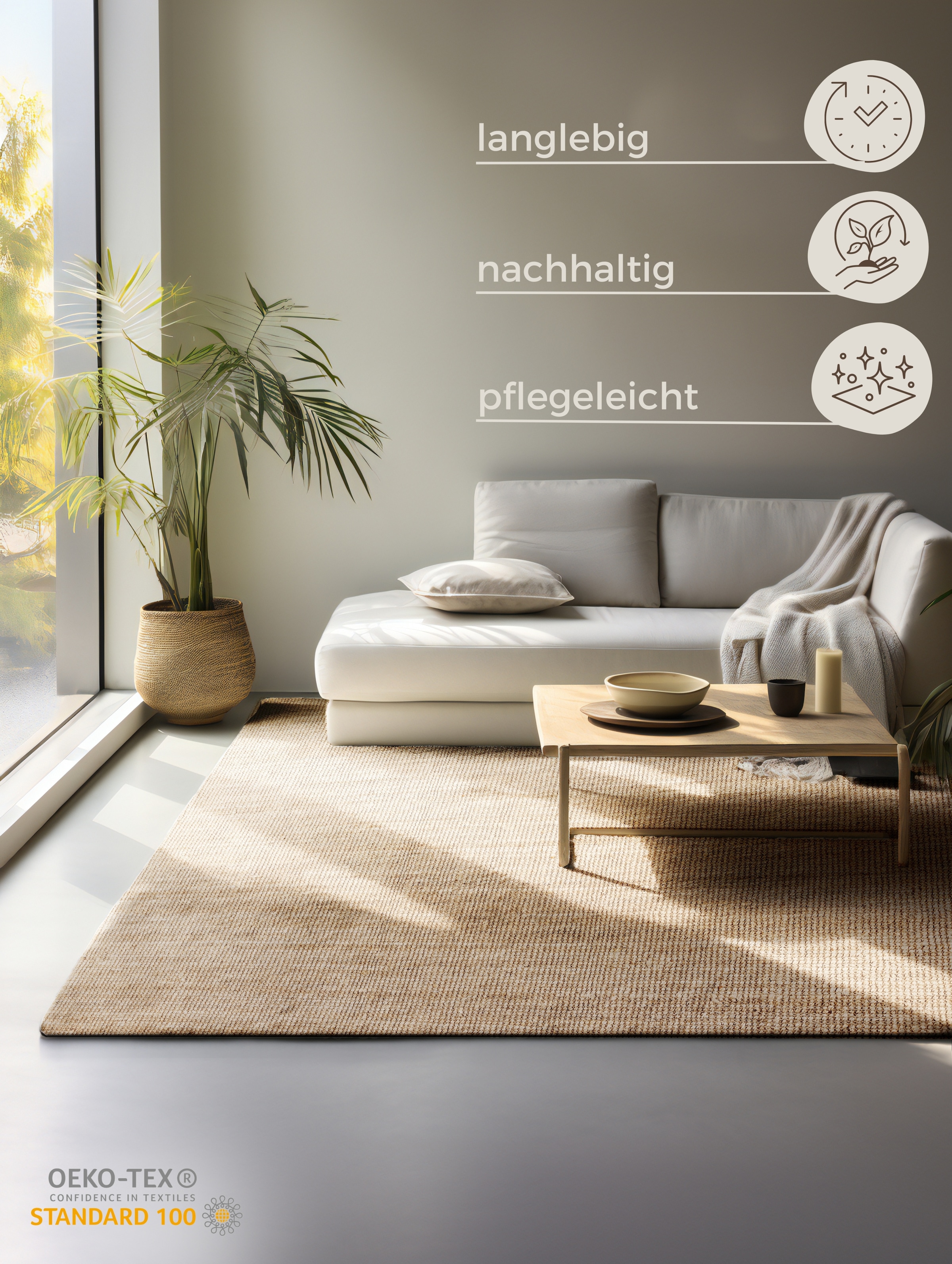 HANSE Home Teppich »Jaipur Juteteppich, als Läufer und in Rund«, rechteckig, 10 mm Höhe, 100% Naturfaser, Wohnzimmer, Esszimmer, Schlafzimmer, GRS