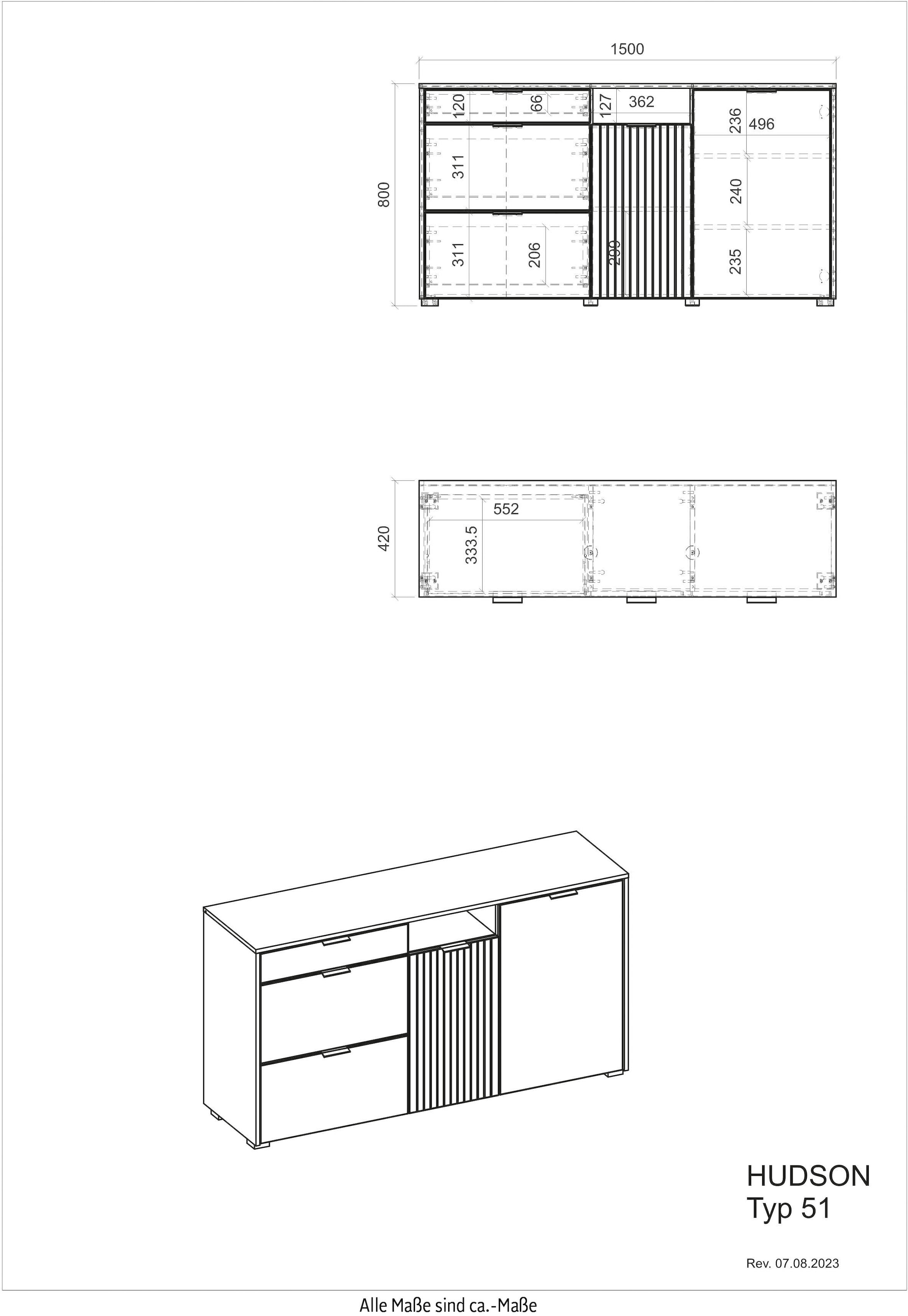 INOSIGN Wandboard »Hudson«, in moderner Trendfarbe, Breite 150 cm