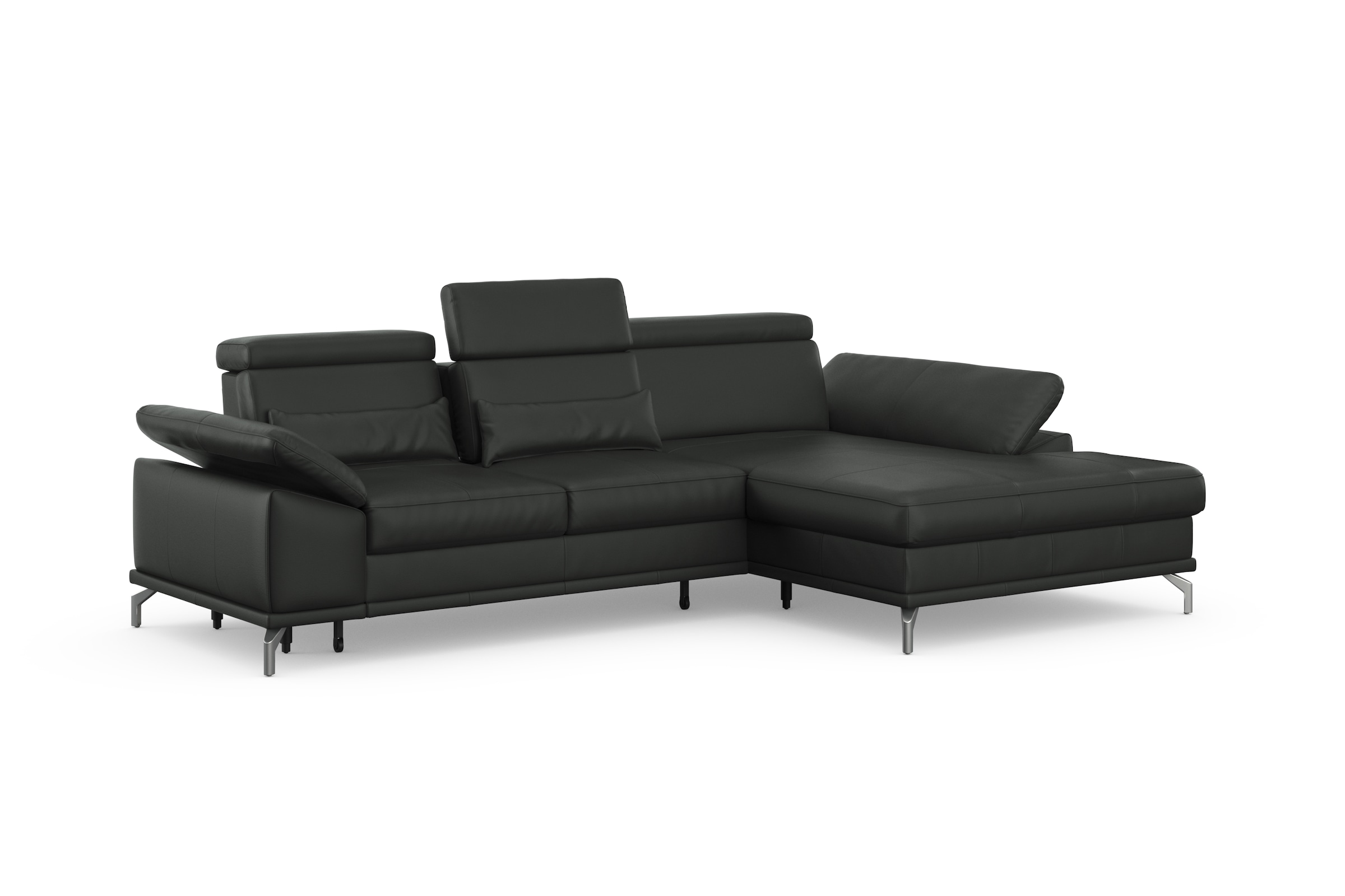 sit&more Ecksofa »Cabrio L-Form, mit Sitztiefenverstellung, Arm- und Kopfteilverstellung«, 2 Nierenkissen, Federkern, optional Bettfunktion und Stauraum