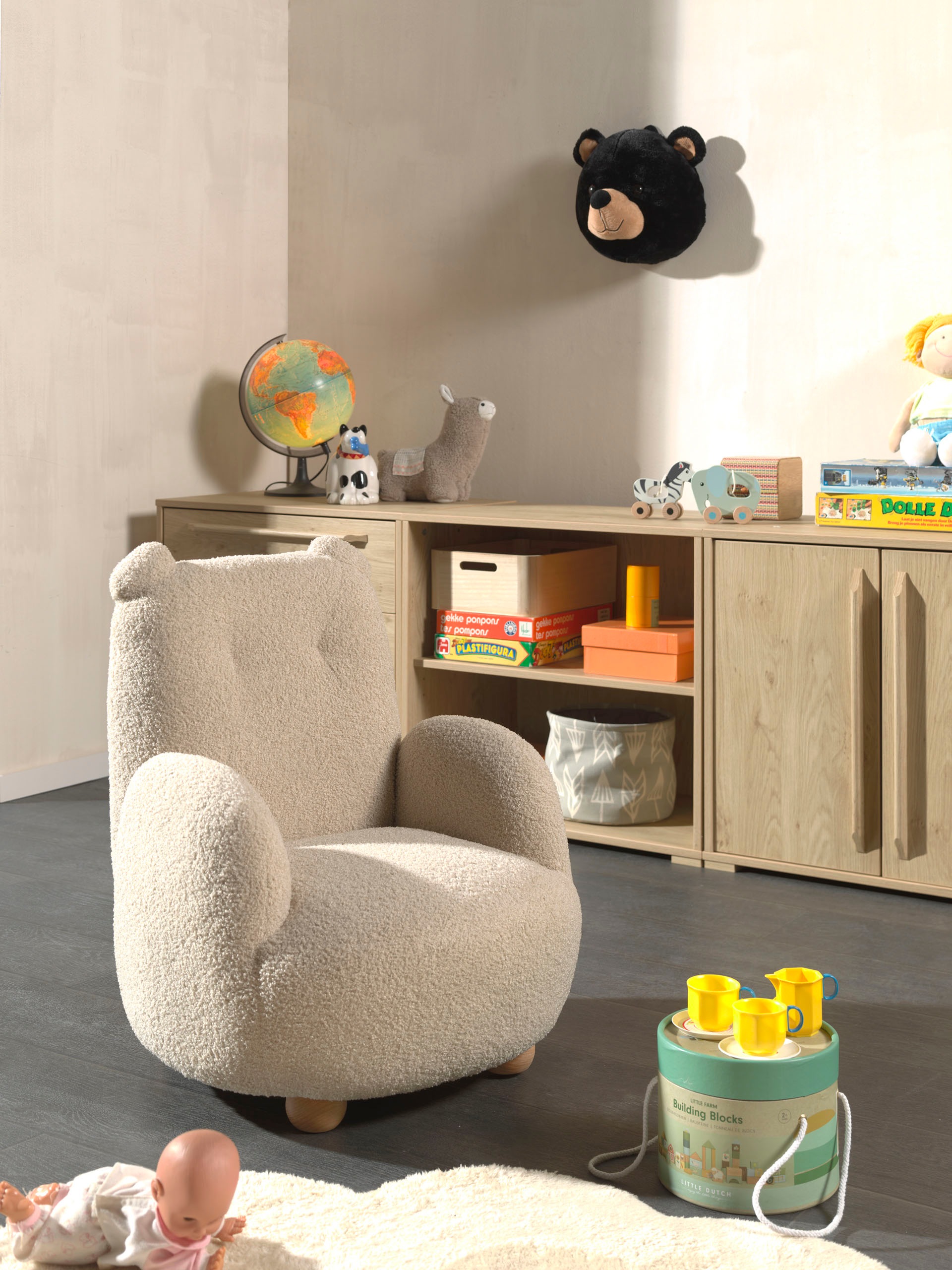 Mini fauteuil rocky beige ours