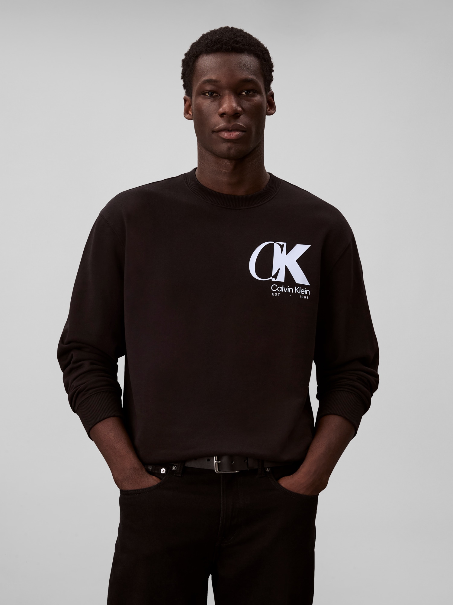Calvin Klein Sweatshirt »LS EU 350TERRY CK OVERLAP GRAPHI«, Rundhalsausschnitt, regular fit