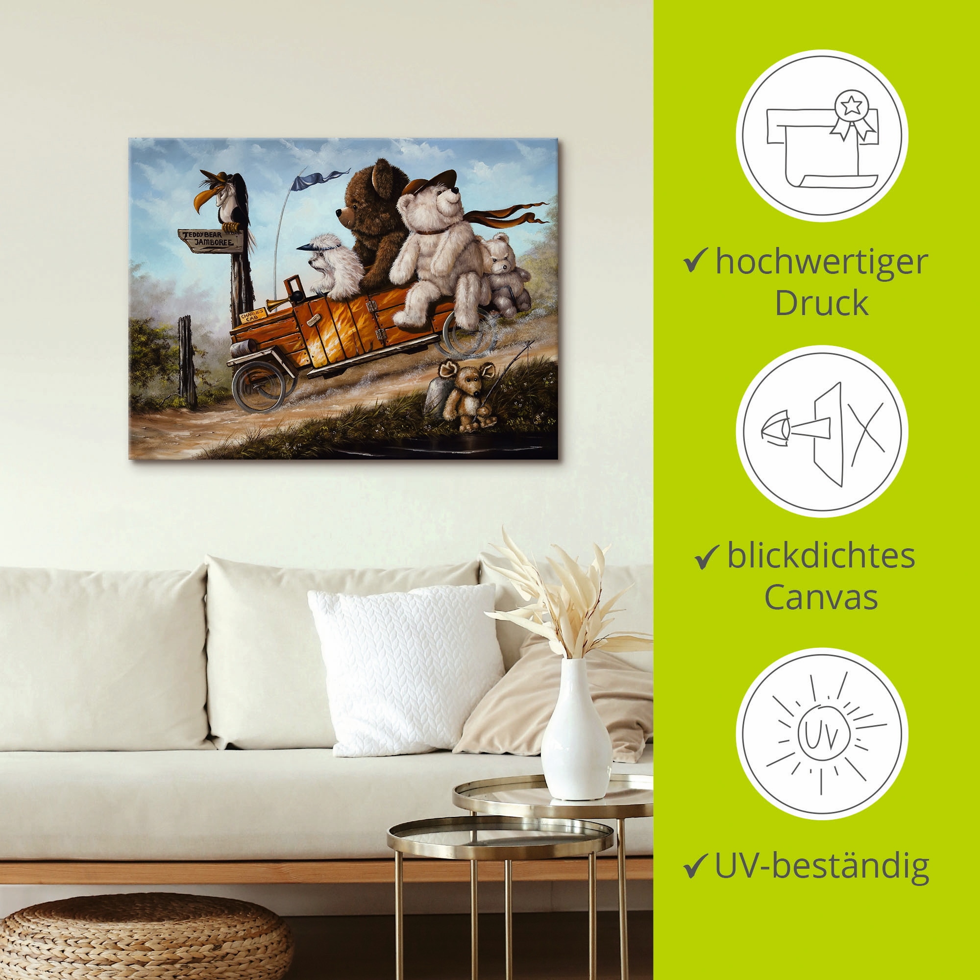 Artland Wandbild »Reisendes Kinderspielzeug«, Spielzeuge, (1 St.), als Leinwandbild, Poster in verschied. Grössen