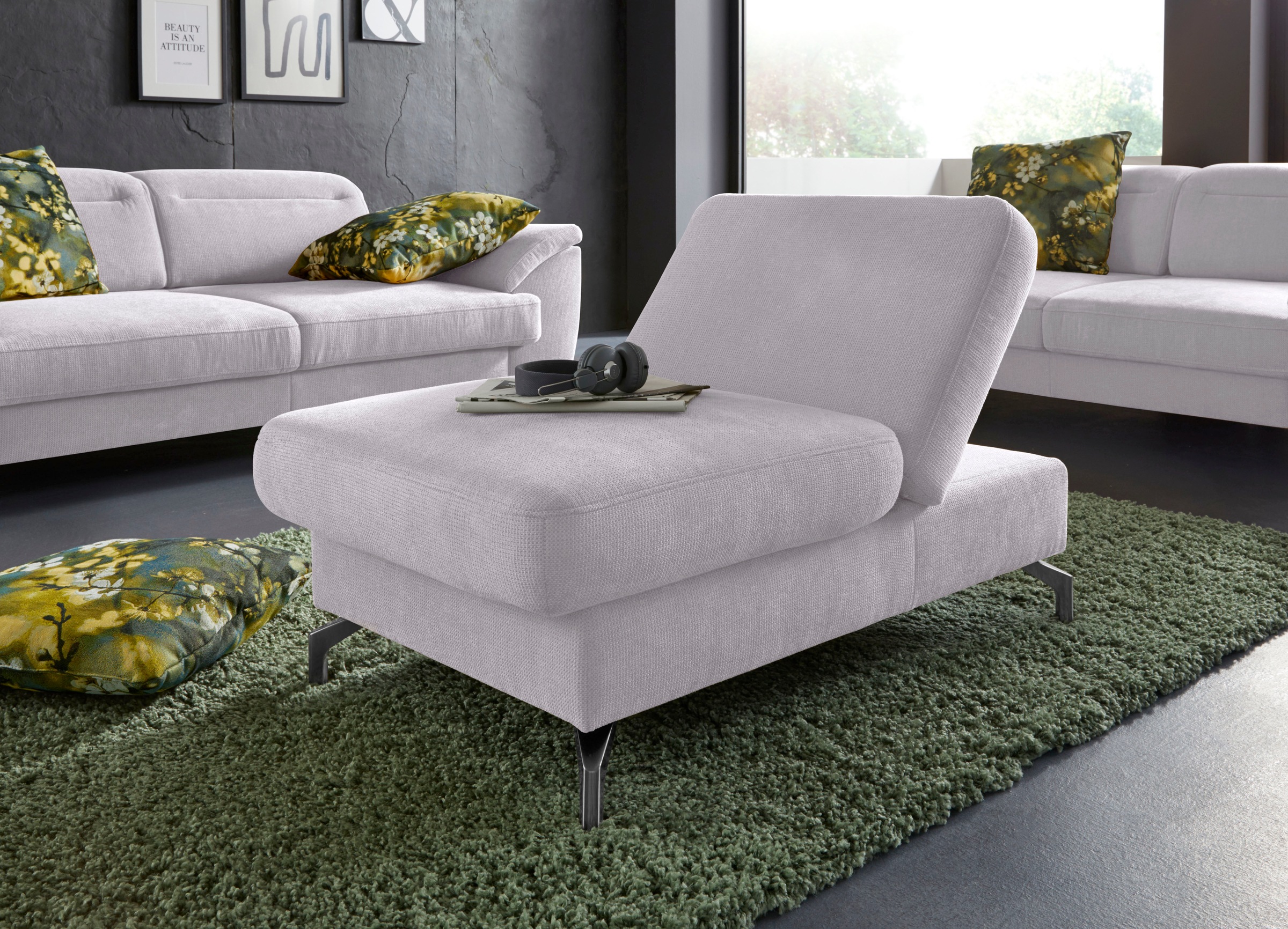 sit&more Hocker »Percy«, Fusshöhe 15cm, mit Klappfunktion, wahlweise in 2 Fussfarben