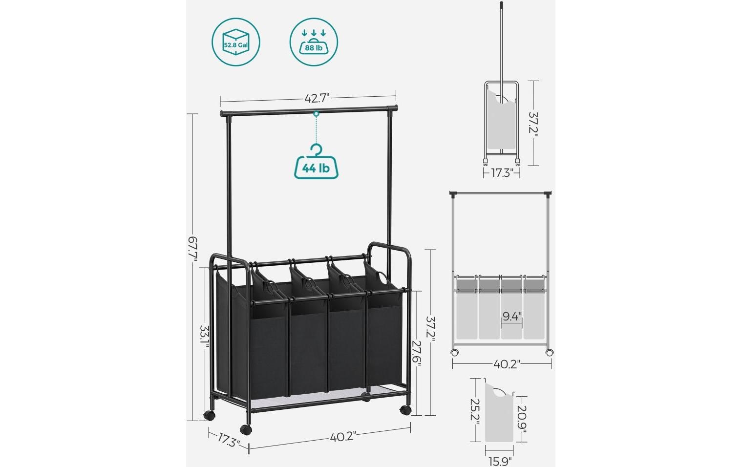 SONGMICS Wäschekorb »50 l Schwarz«