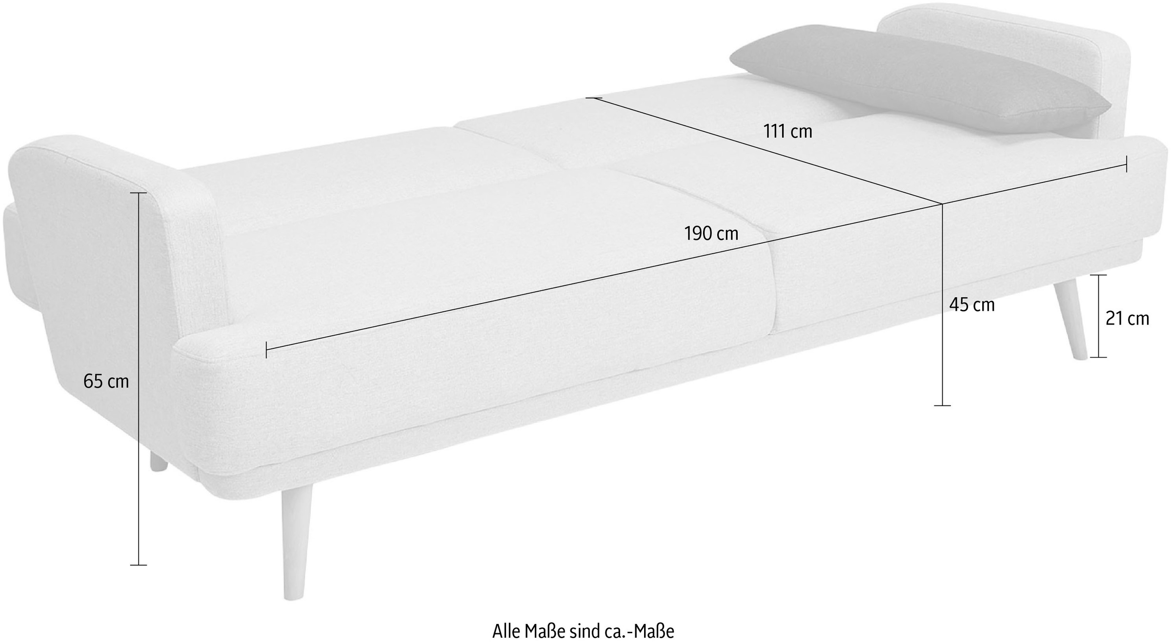 SalesFever Schlafsofa »Malmö - Komfortabler 2,5-Sitzer inklusive Zierkissen«, mit Schlaffunktion, Breite 214 cm