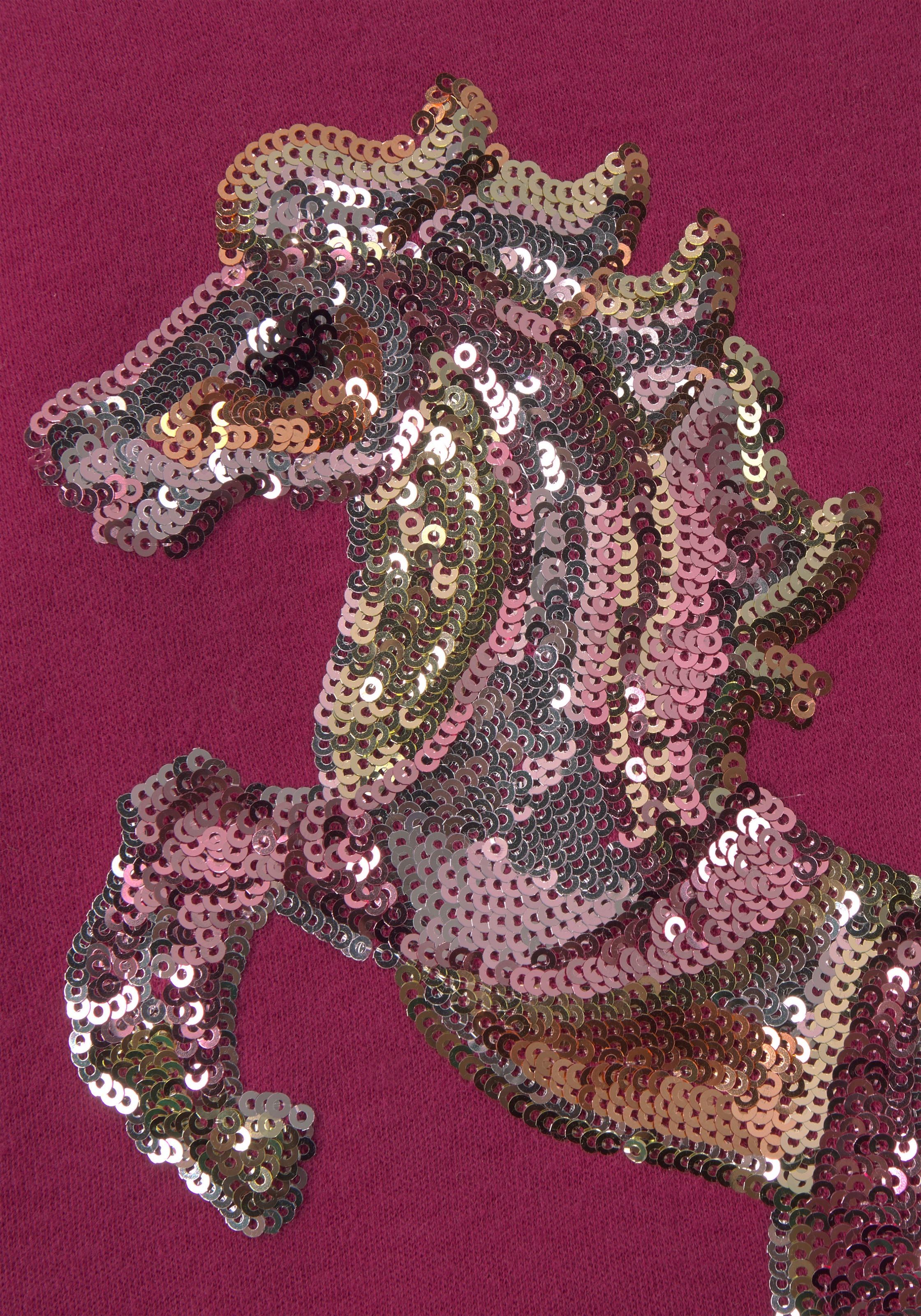 ✵ KIDSWORLD Langarmshirt »PFERD«, in langer Form mit schönem Pferdemotiv  aus Pailletten günstig ordern | Jelmoli-Versand