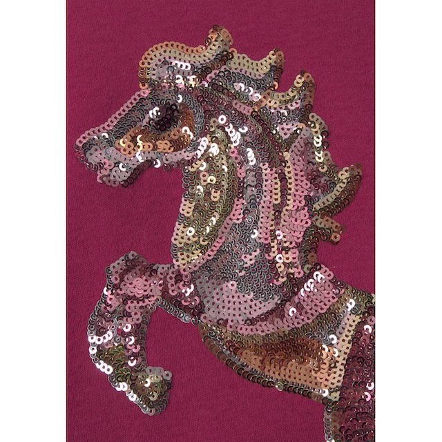 ✵ KIDSWORLD Langarmshirt »PFERD«, in langer Form mit schönem Pferdemotiv  aus Pailletten günstig ordern | Jelmoli-Versand