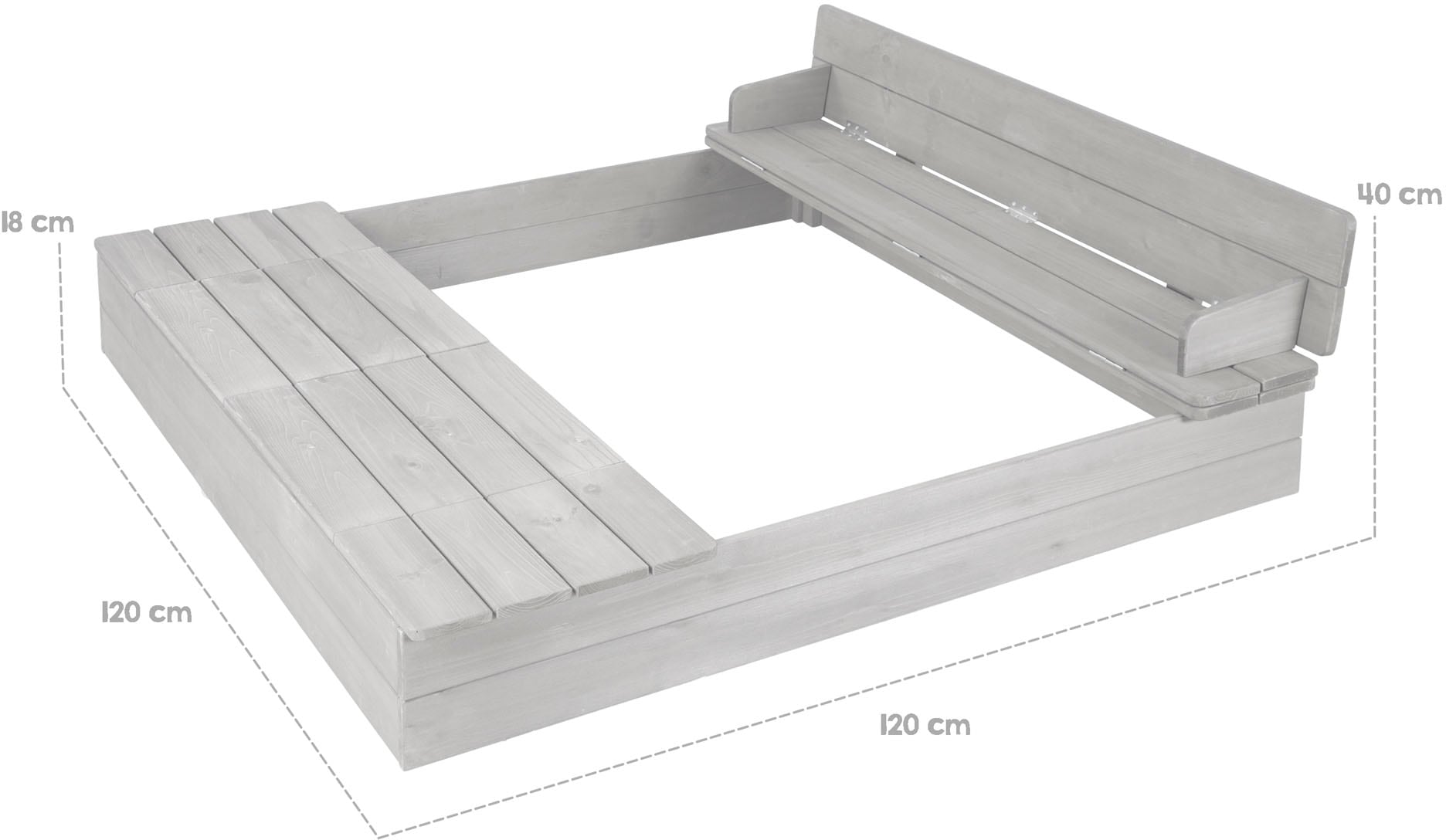 roba® Sandkasten »Outdoor+«, wetterfestes Massivholz, mit aufklappbarer Sitzbank und 2 Spielwannen