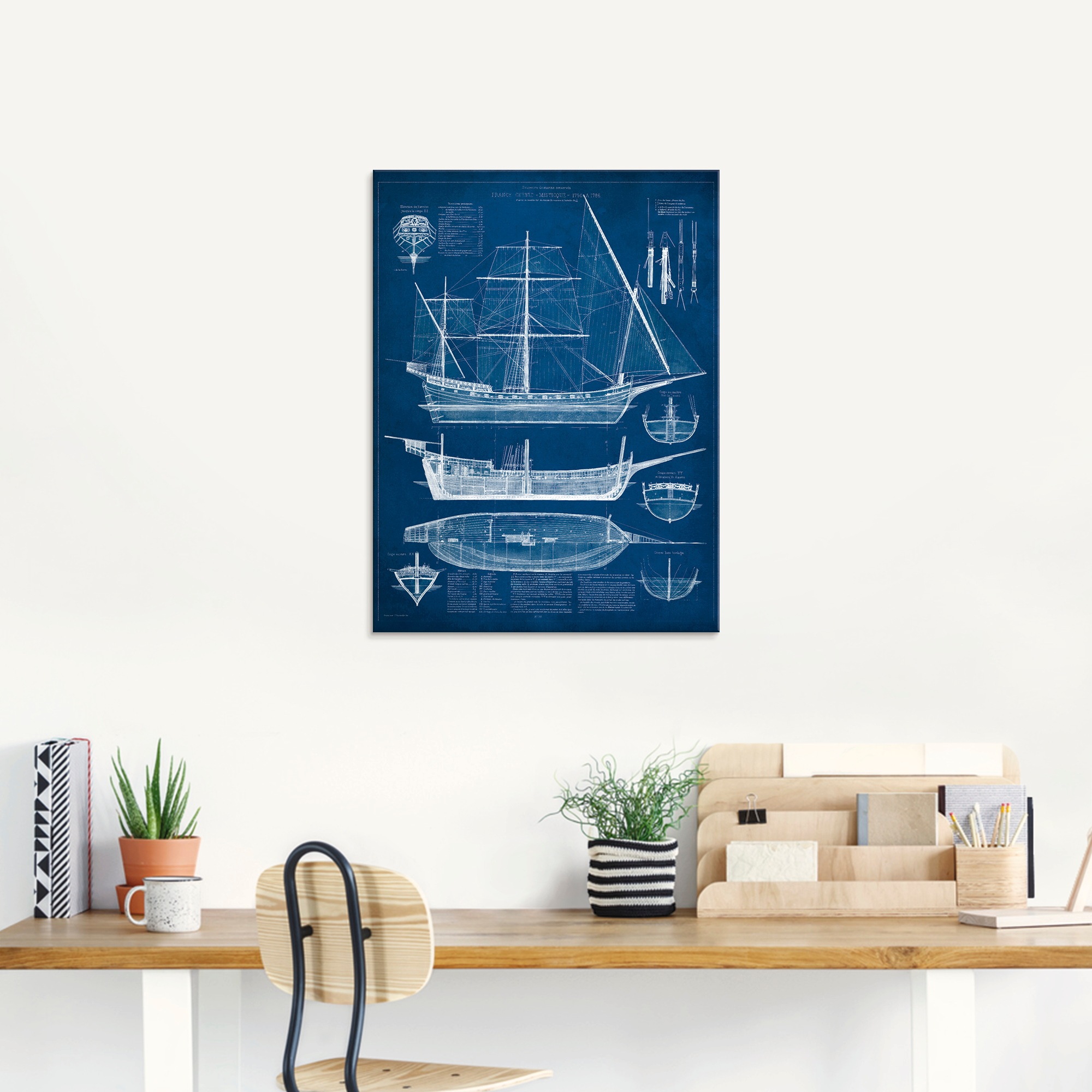 Artland Glasbild »Entwurf für ein Antikes Schiff I«, Boote & Schiffe, (1 St.), in verschiedenen Grössen