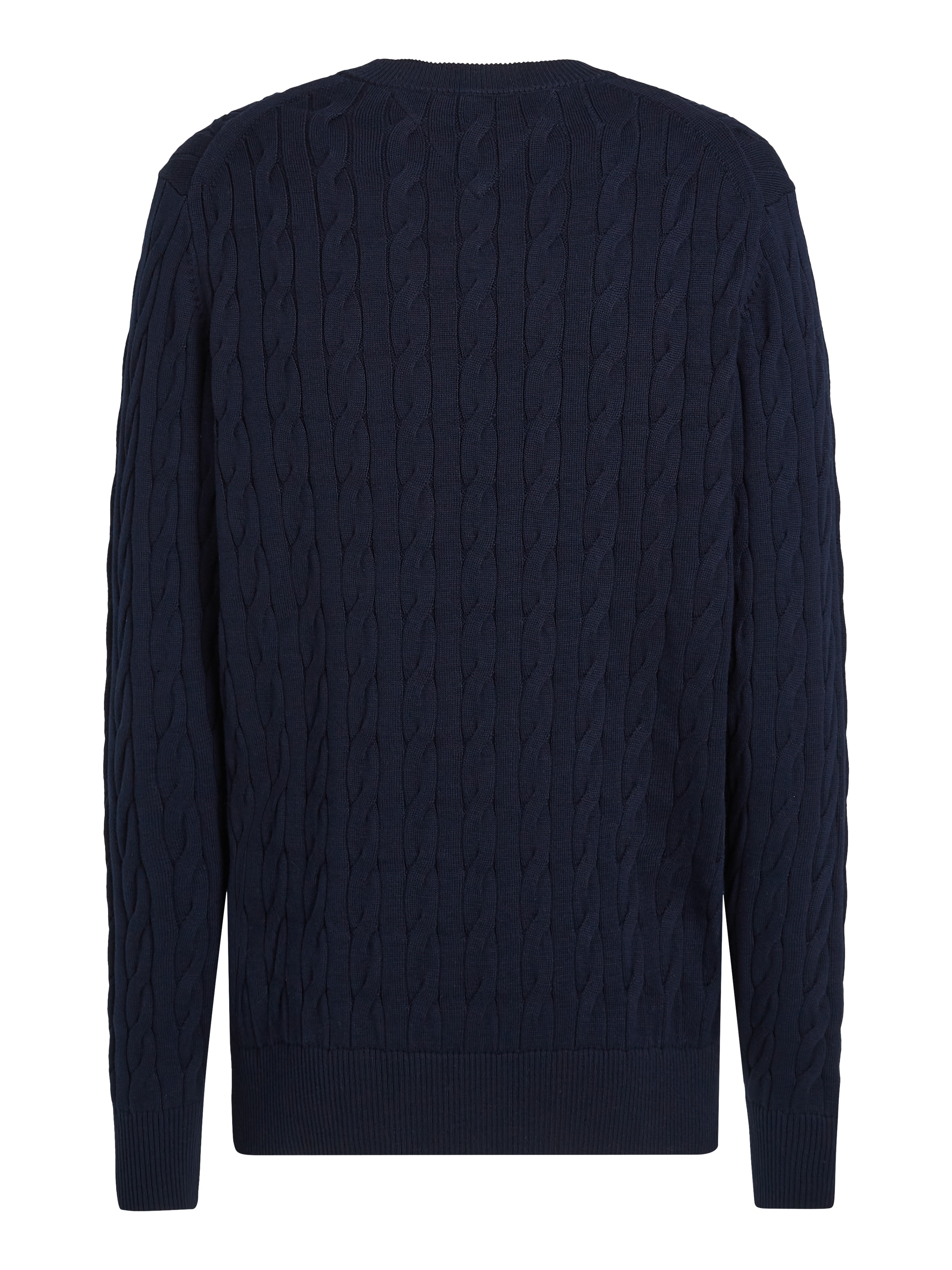 Tommy Hilfiger Strickpullover »CLASSIC CABLE CREW NECK mit Strukturstrick und Flaglabel«, unifarben, casual, regular fit, Baumwolle, Rundhals