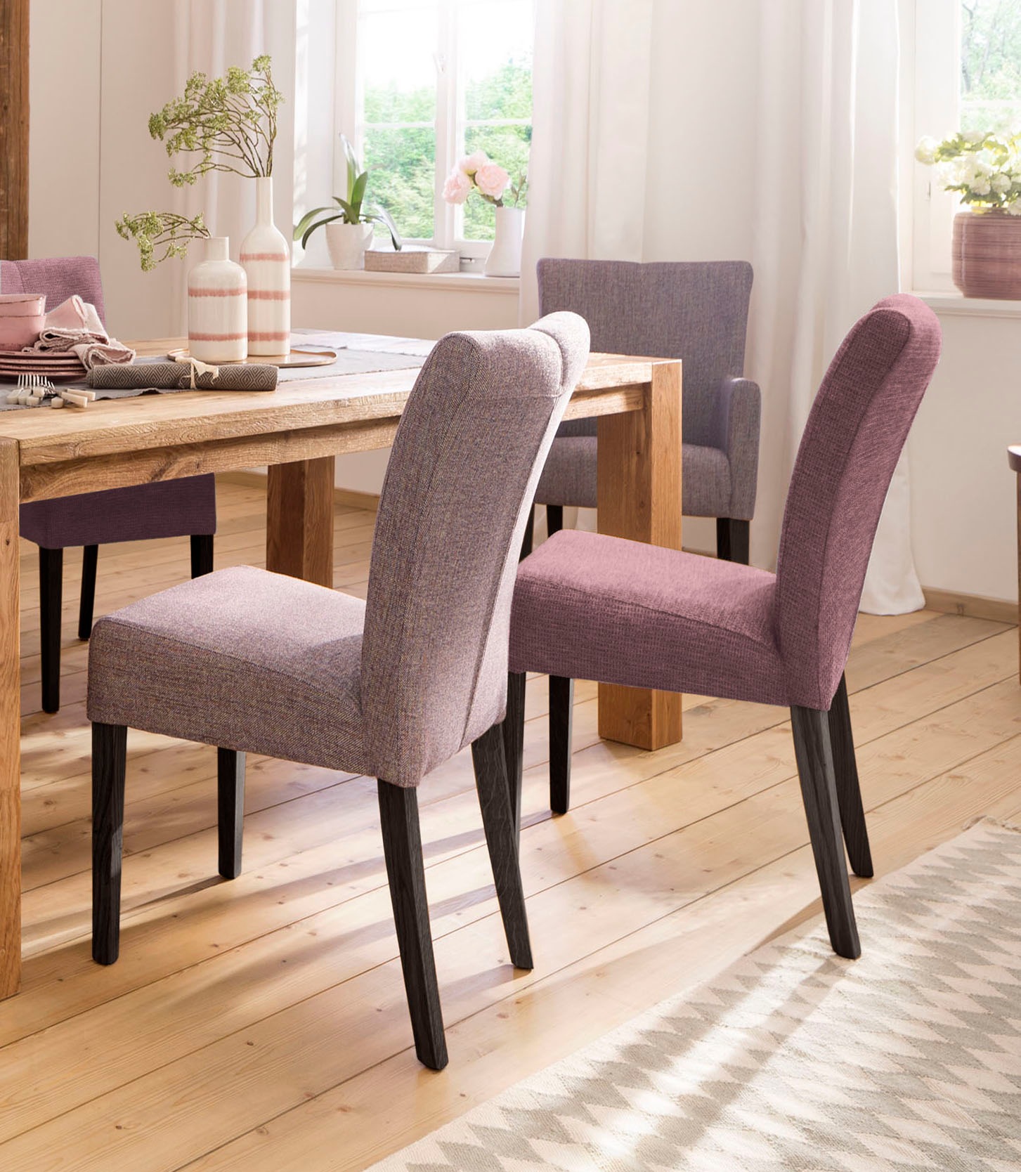 Home affaire Esszimmerstuhl "Queen" (Set) 2 Stk.Beine aus massiver Buche, wengefarben lackiert, Polsterstuhl