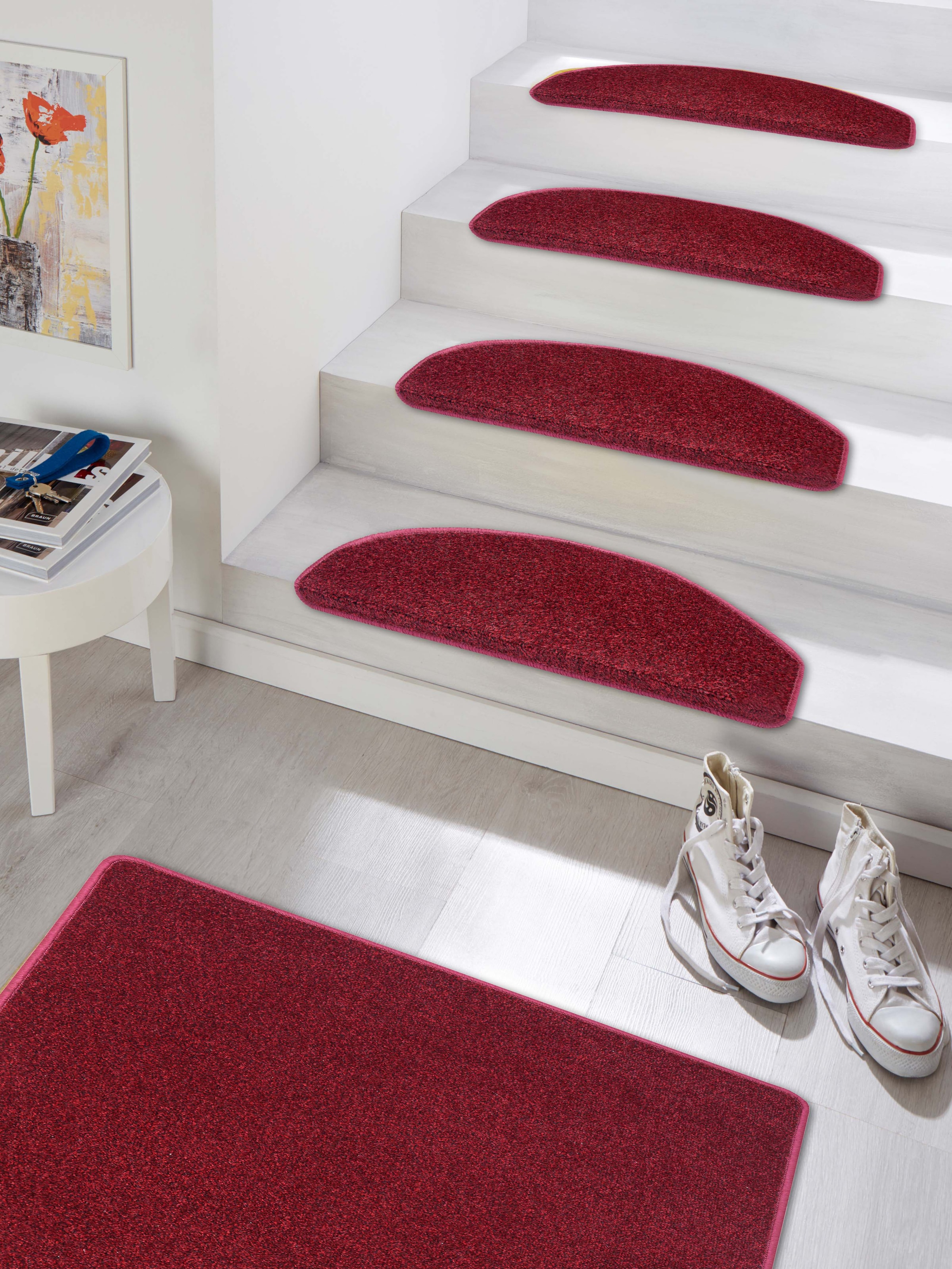 Hanse Home Exclusiv Stufenmatte »Liberty«, halbrund, 7 mm Höhe, Uni, robust, kräftige Farben, Meliert, Treppe, Gekettelt, 15 er Set