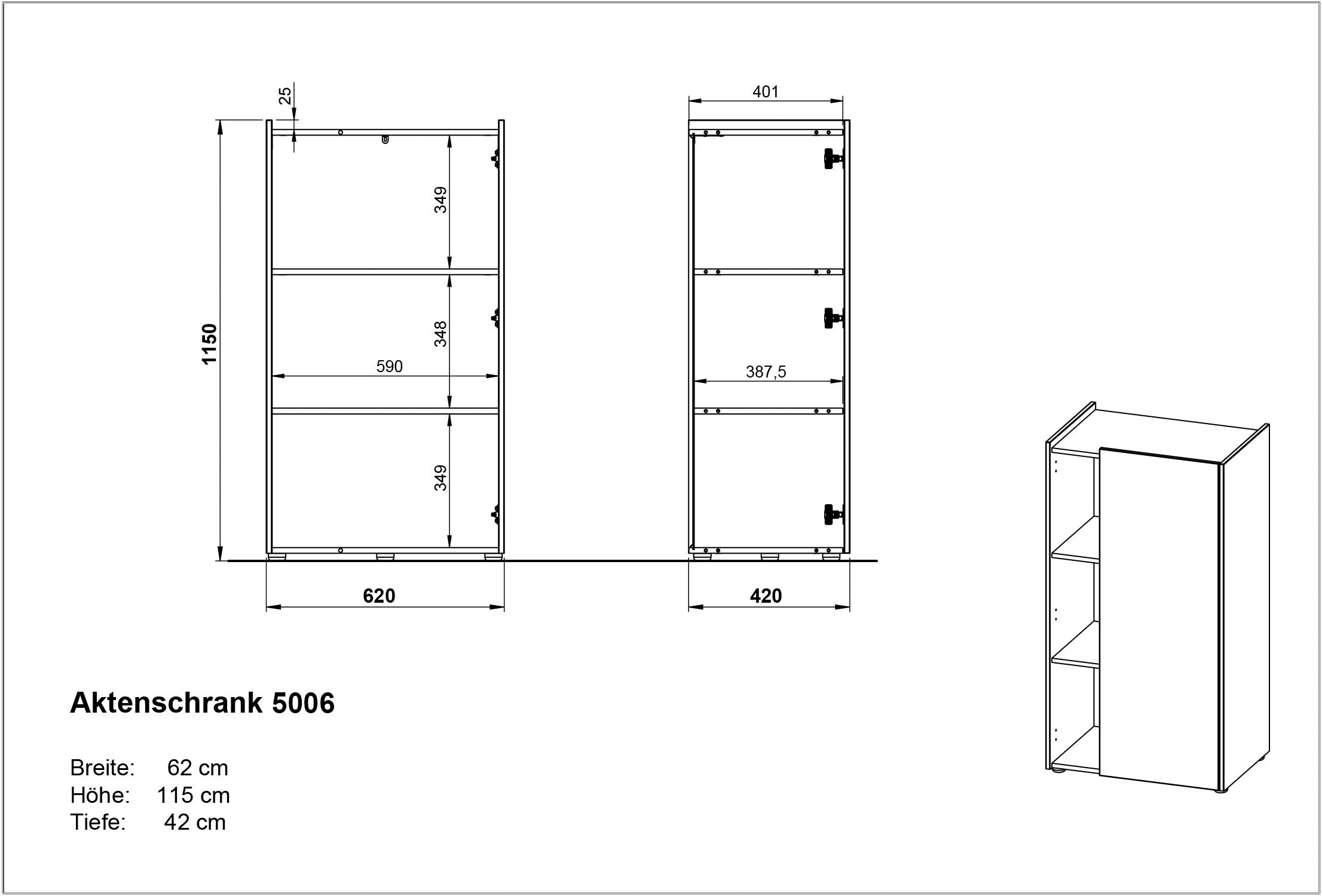 andas Aktenschrank »Njavve mit griffloser Tür & 2 Regalböden«, kratzfeste Oberfläche, Höhe 115 cm, Made in Germany