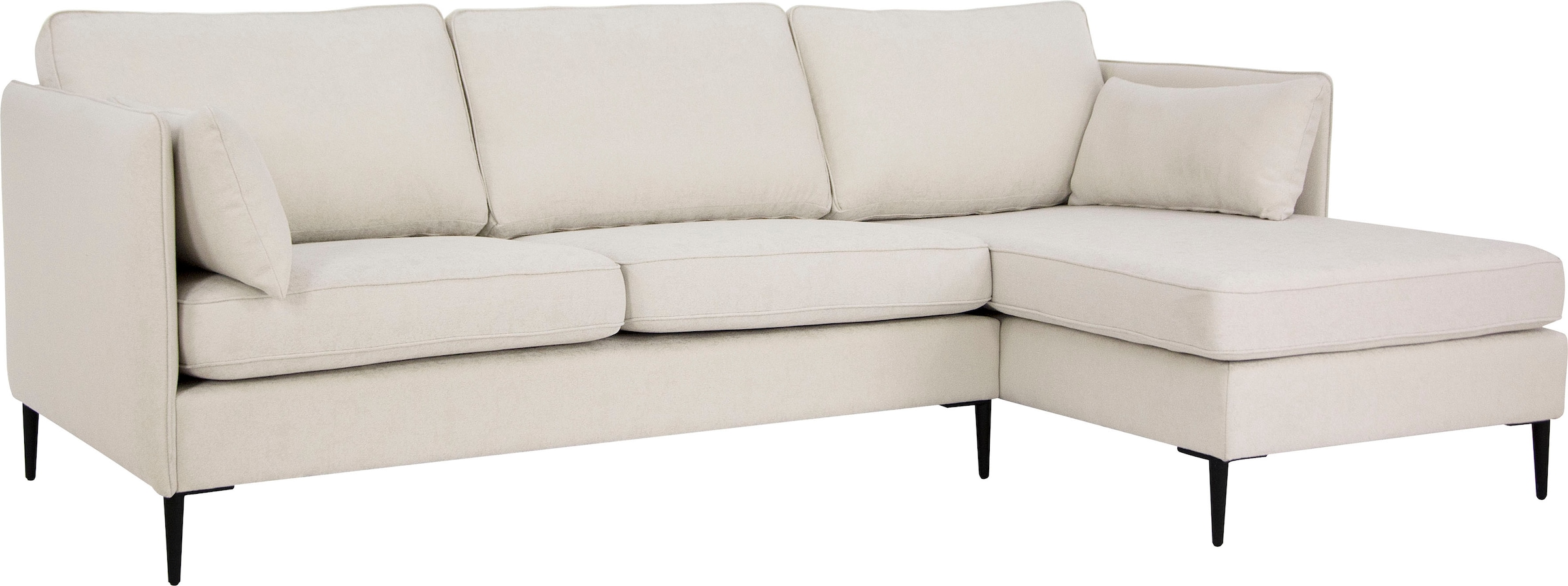 Leonique Ecksofa »Light L-Form«, inklusive loser Zierkissen, mit schmalen Armlehnen und Teleskopfüssen