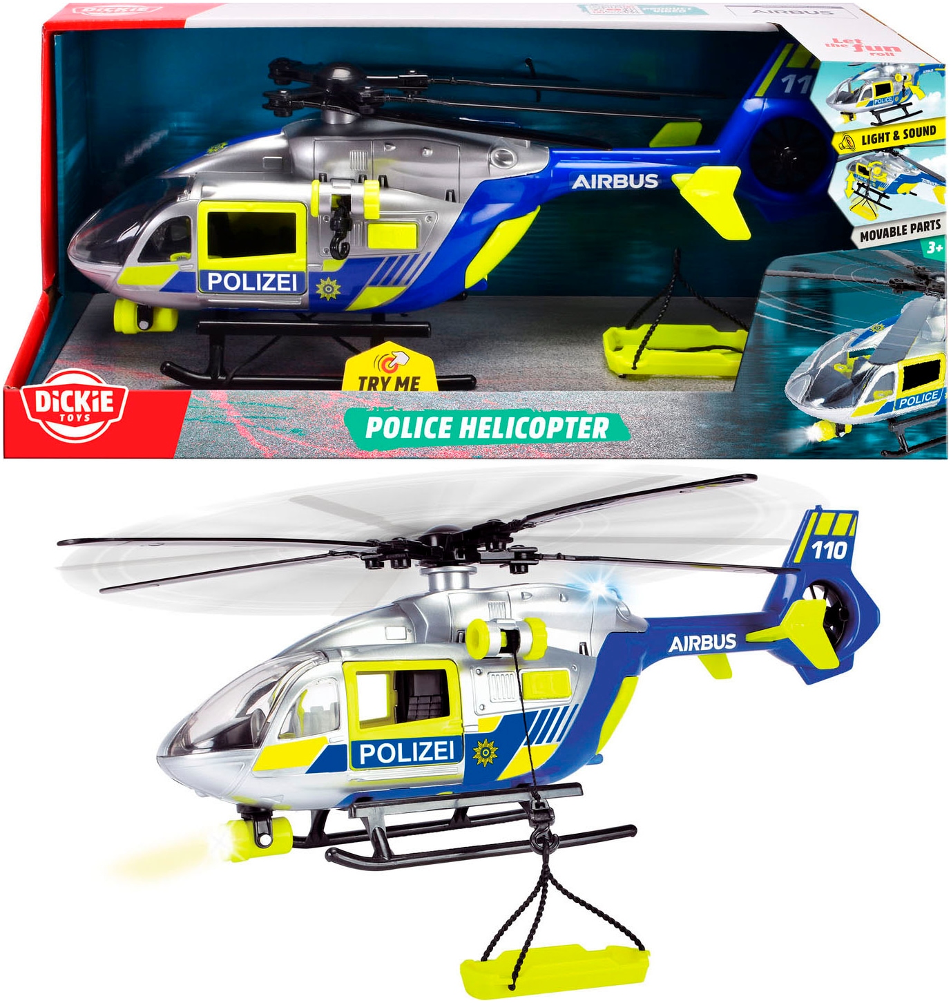 Dickie Toys Spielzeug-Hubschrauber "Police Helicopter" mit Funktionen