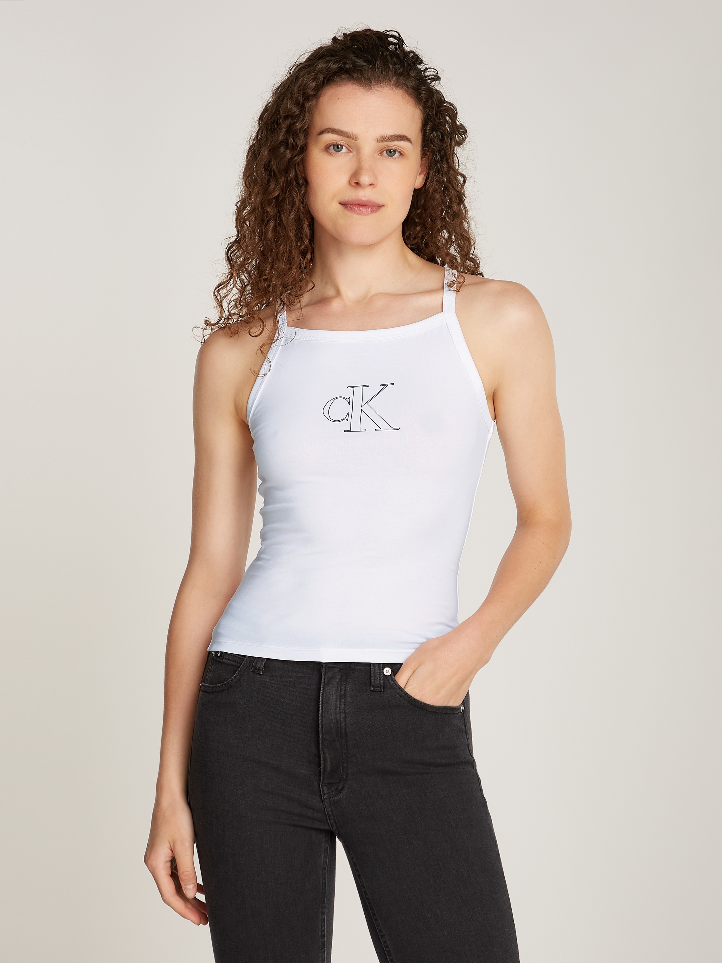 Calvin Klein Jeans Spaghettitop »OUTLINED CK STRAPPY TANK« mit Markenlabel