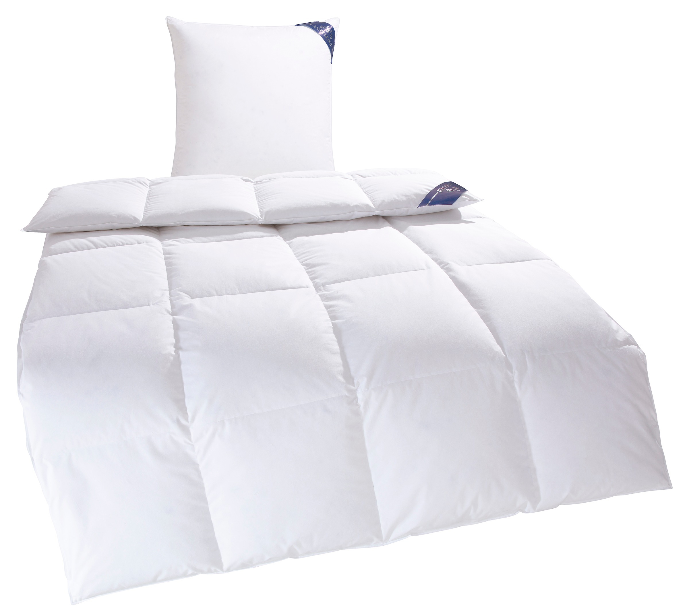 Excellent Daunenbettdecke + 3-Kammer-Kopfkissen »Venedig, 2-tlg, hergestellt in Deutschland, verschiedene Grössen«, (Spar-Set, 2-Tlg.), Decke mit Kissen,Set, Sommer, Winter, Bettdecke 135x200 cm, 155x220 cm