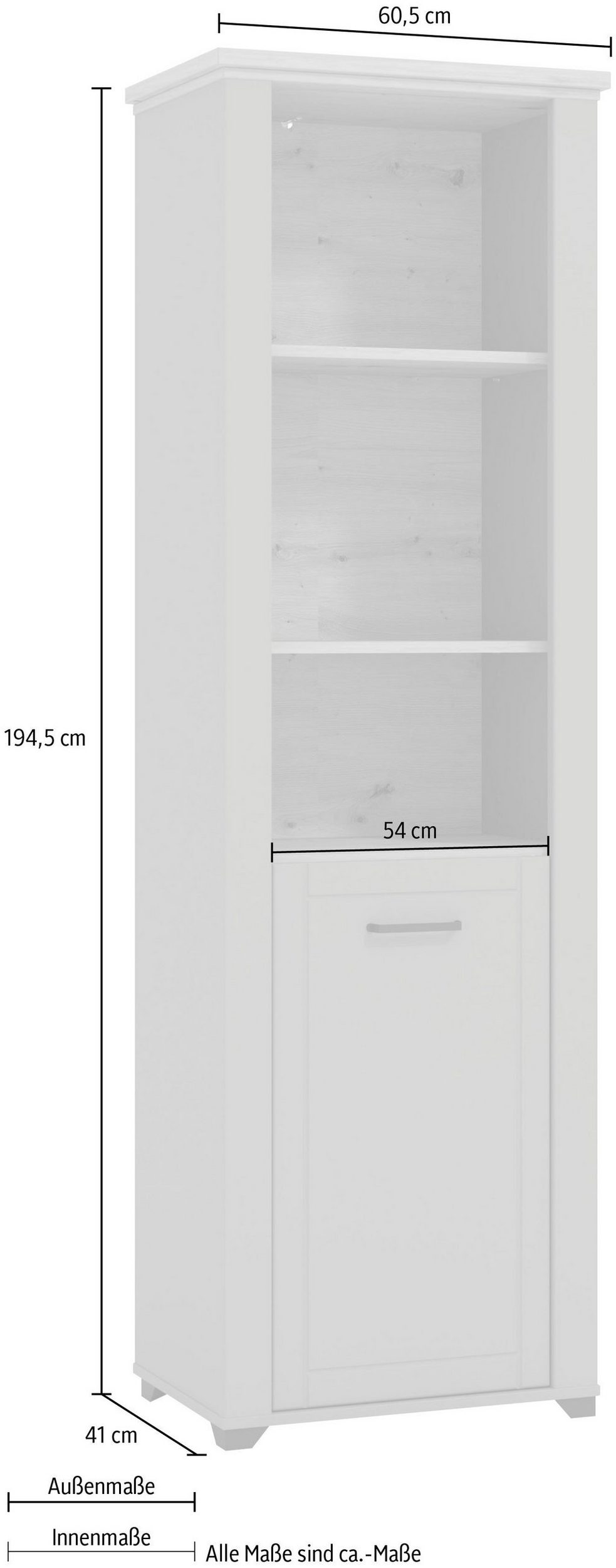 Home affaire Vitrine »Valencia«, Breite 60,5 cm, mit 3 offenen Fächern