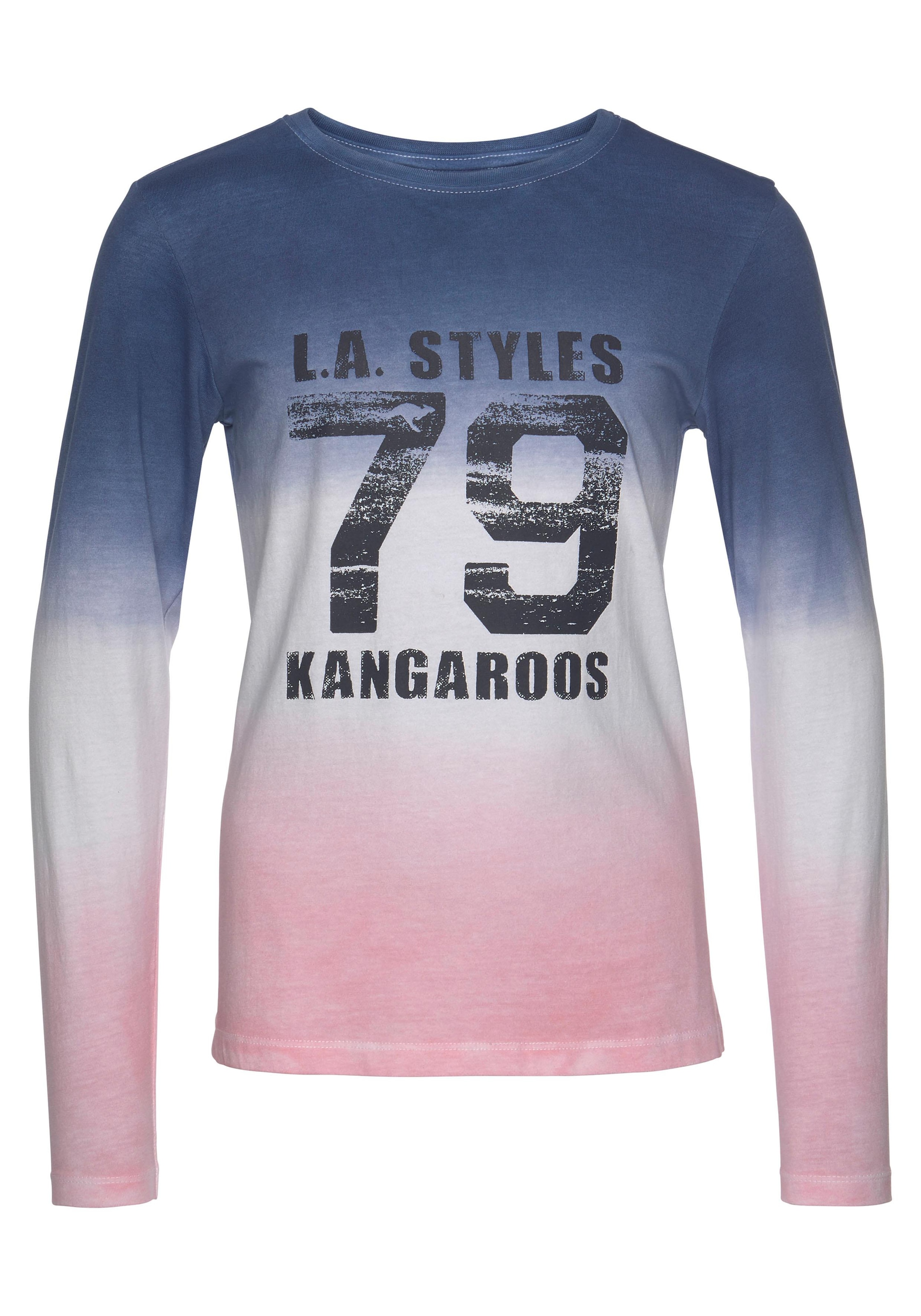 KangaROOS Langarmshirt, Langarm, taillierter Schnitt, mit Print, Rundhalsausschnitt