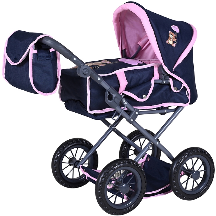 Kombi-Puppenwagen »Ruby - Navy Pink Baer«, mit Wickeltasche