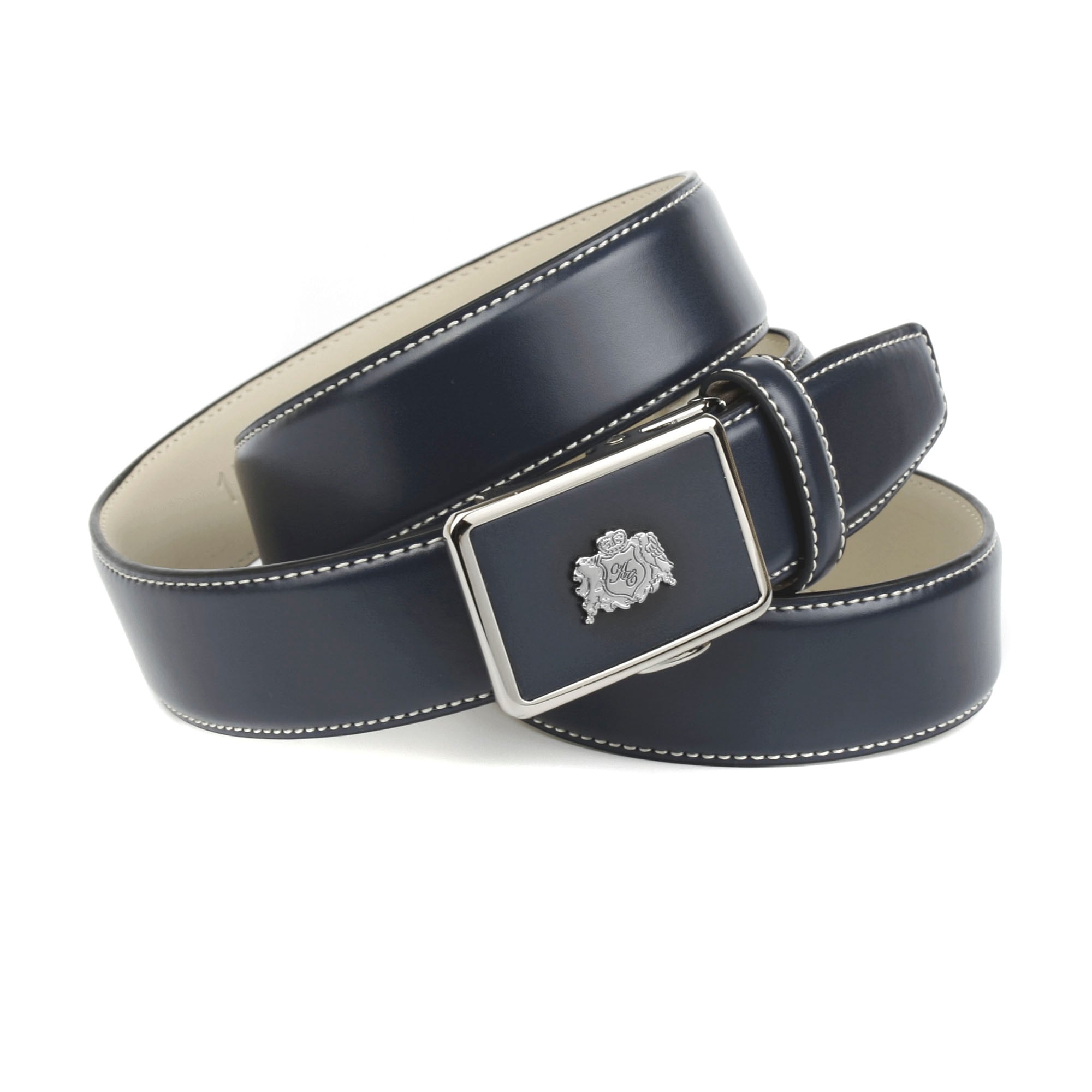 Anthoni Crown kaufen Ledergürtel, online dunkelblau in weiss Jelmoli-Versand mit Kontrast in | Stitching