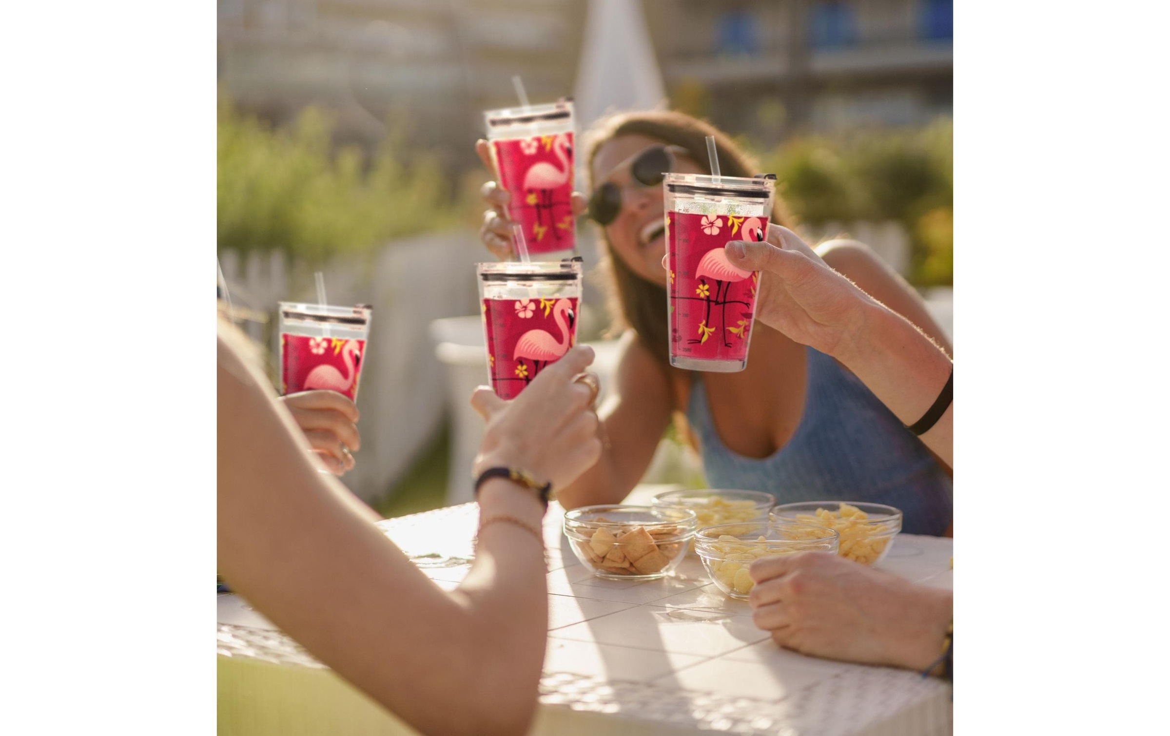 relaxdays Glas »Flamingo 4 Stück 450 ml«