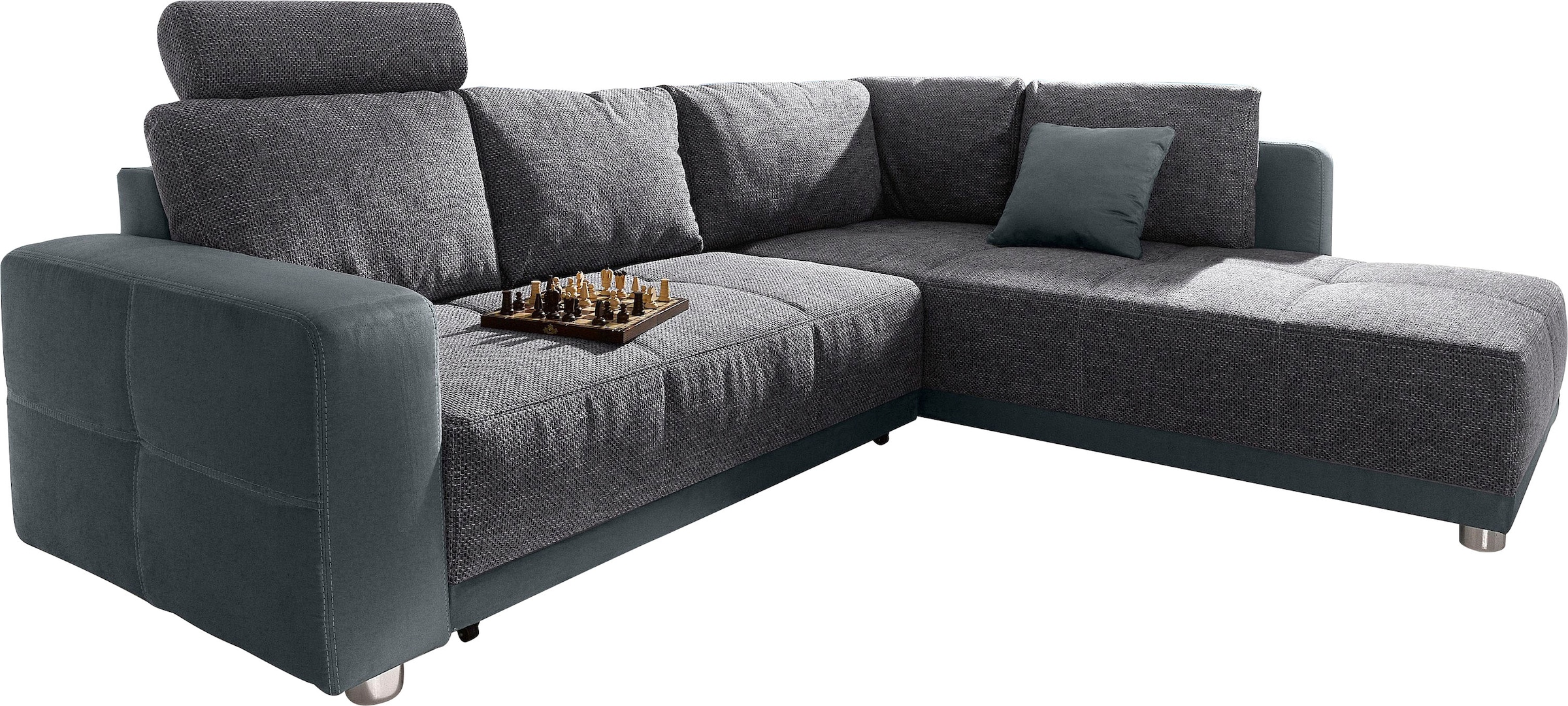 Places of Style Ecksofa, mit Bettfunktion, Bettkasten und Federkern, wahlweise mit 1 oder 3 Kopfstützen, Ottomane links oder rechts montierbar