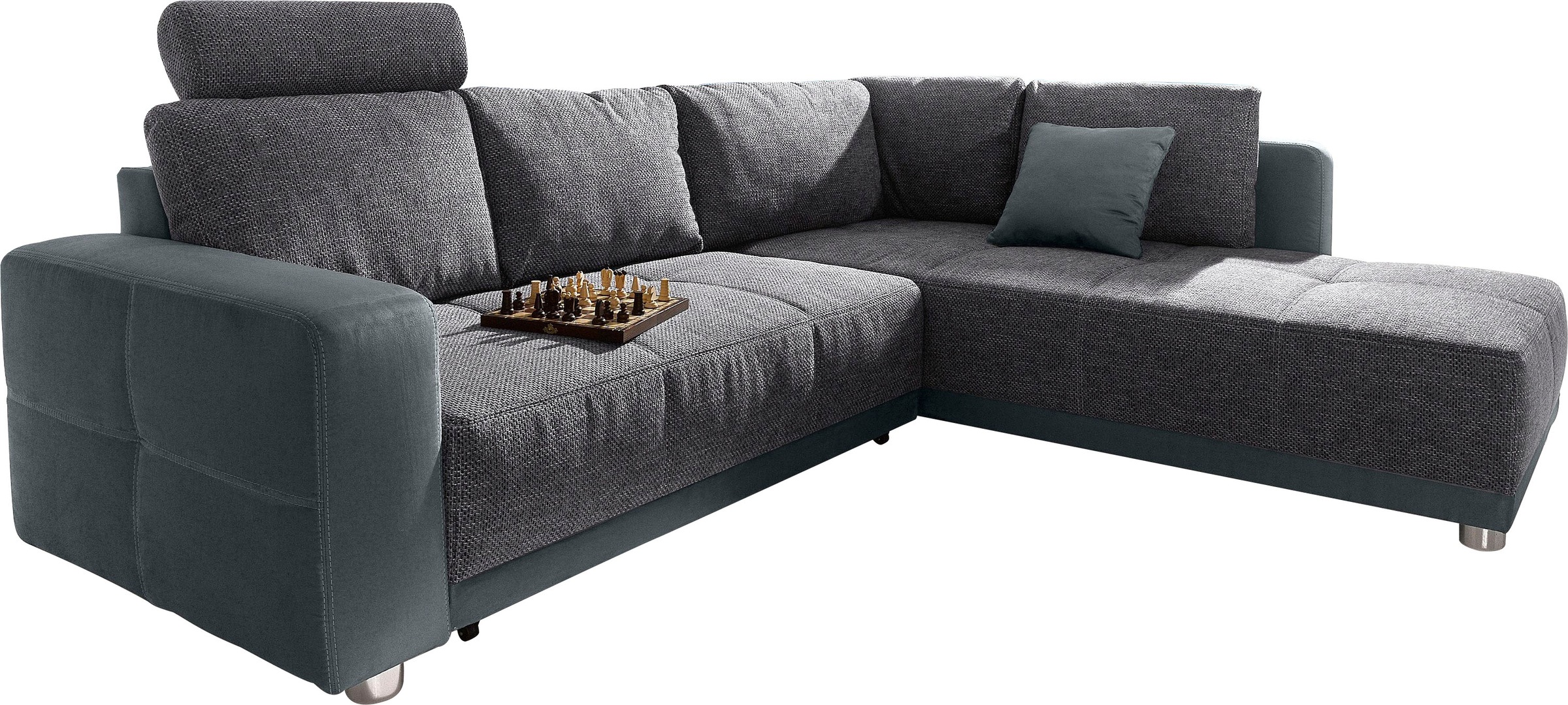 Jockenhöfer Gruppe Ecksofa "Orlando L-Form, B: 257 cm" mit Schlaffunktion, Bettkasten, Zierkissen & Kopfstützen
