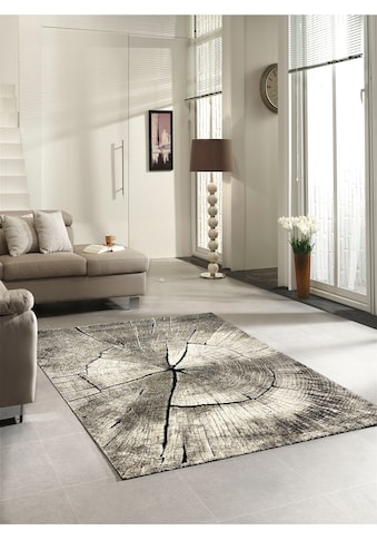 Teppich »Ibiza 605«, rechteckig, Wohnzimmer, Baumstamm Motiv, Holz Optik