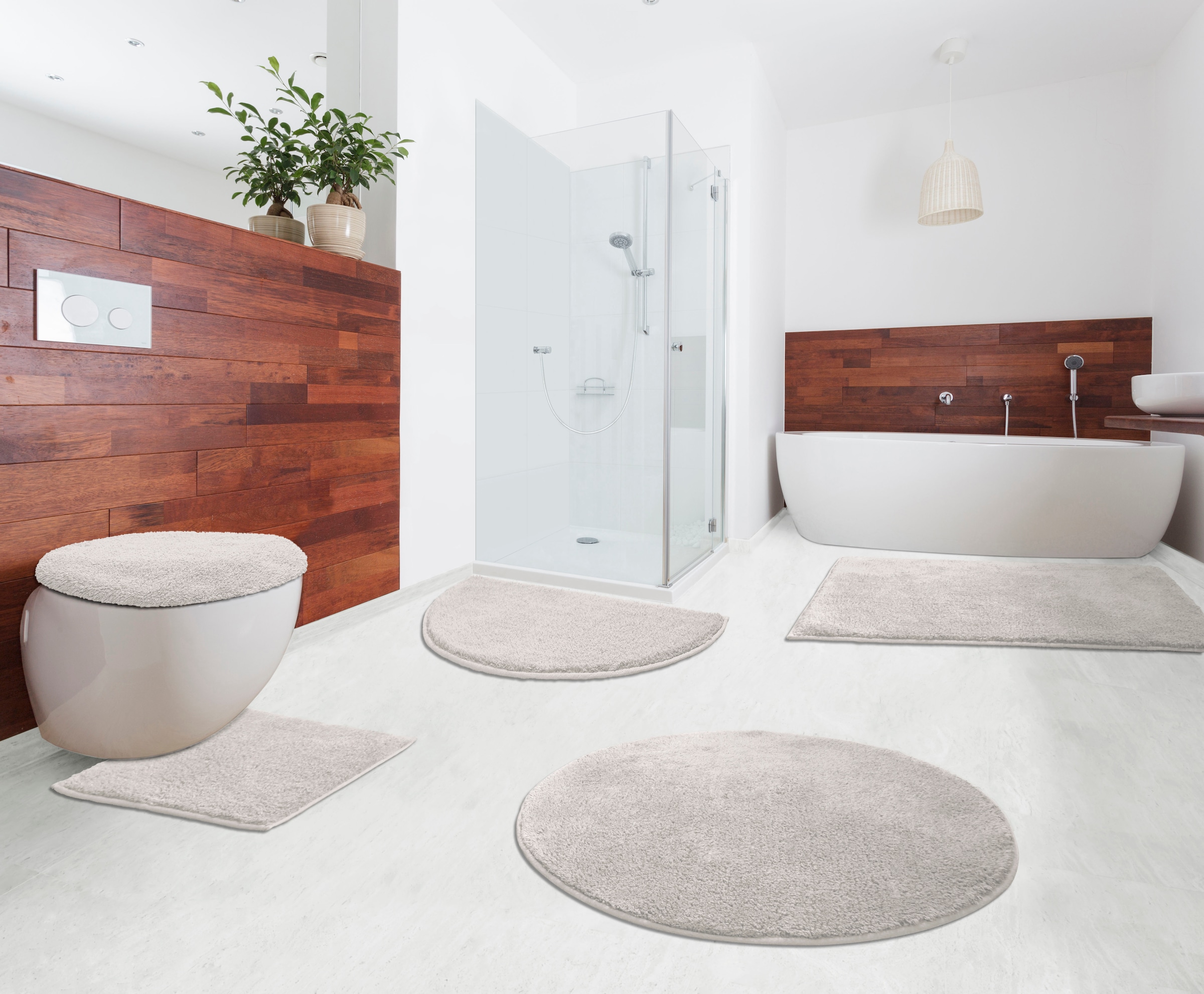 my home Badematte »Maren, Badvorleger, Badezimmer Teppich«, rutschhemmend beschichtet, fussbodenheizungsgeeignet, Bio-Baumwolle, Badteppich, Badematten auch als 3 teiliges Set