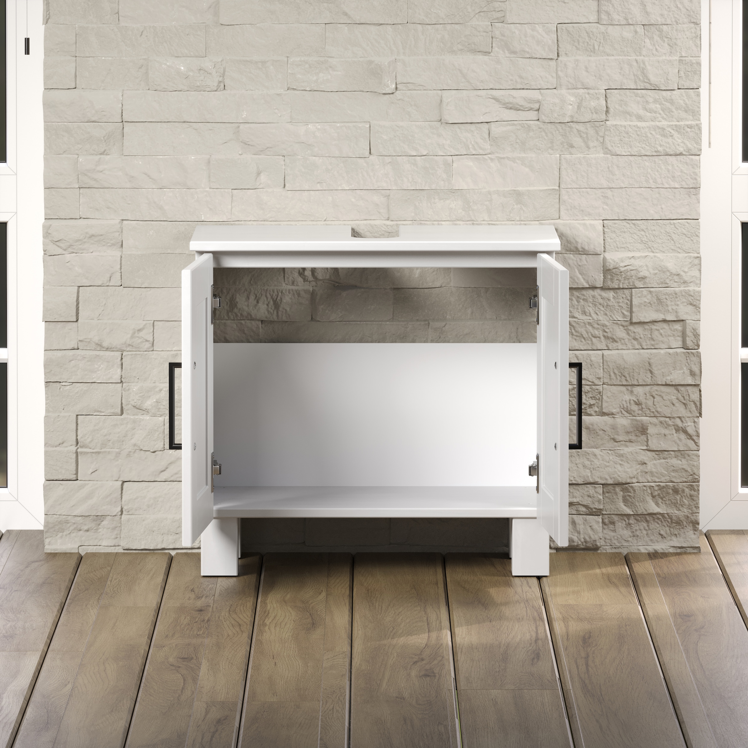 welltime Waschbeckenunterschrank »Ulea«, (1 St.), Waschtisch aus Massivholz mit Bügelgriffen - Masse (B/T/H) 60/30/80 cm