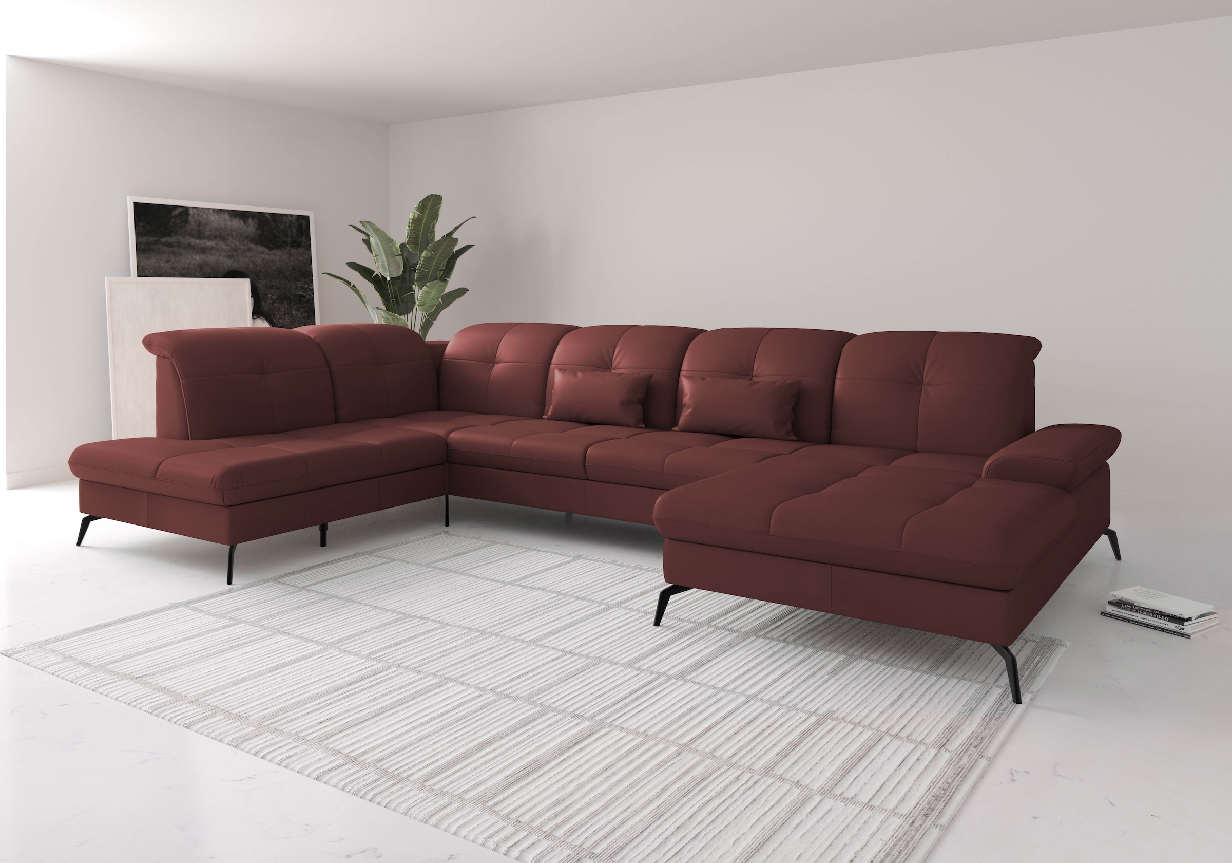 sit&more Wohnlandschaft "Amica, U-Form, inkl. Sitztiefenverstellung und Armteilverstellung" wahlweise mit Kopfteilverstellung, Bettfunktion und Bettkasten