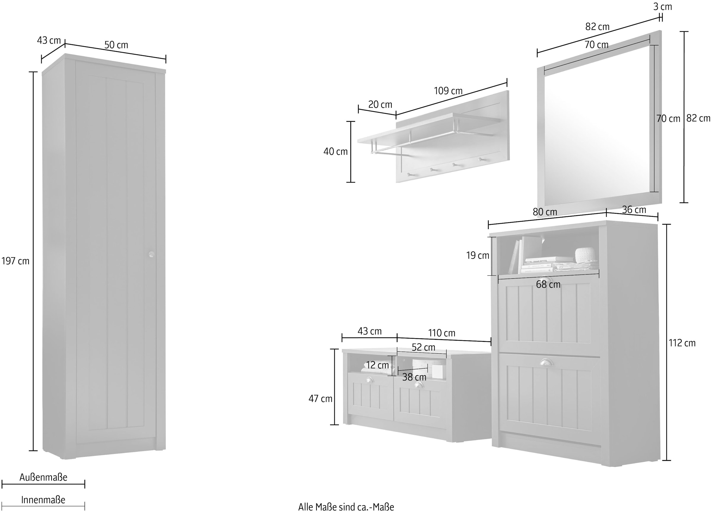 »ASCOT«, | affaire online Jelmoli-Versand Home kaufen 5-teilig Garderobenschrank-Set