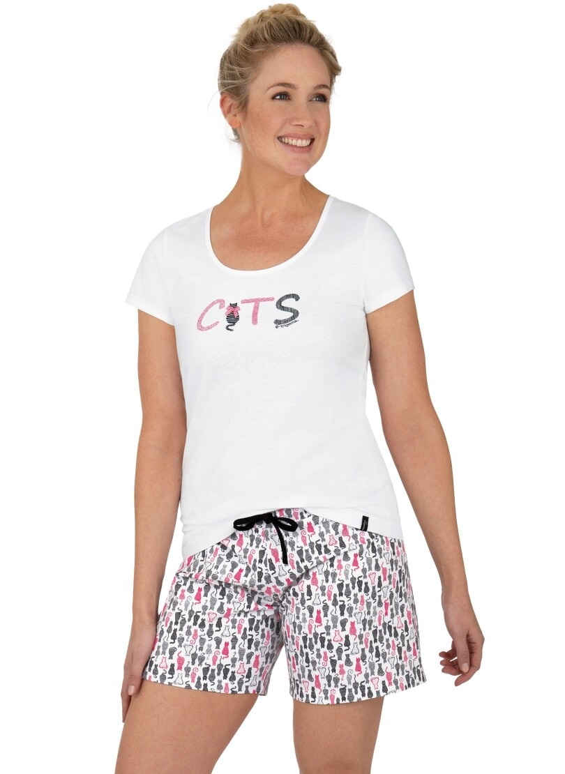 Trigema Schlafanzug »TRIGEMA Kurzer Schlafanzug mit süssen Katzen-Motiven«  online shoppen bei Jelmoli-Versand Schweiz
