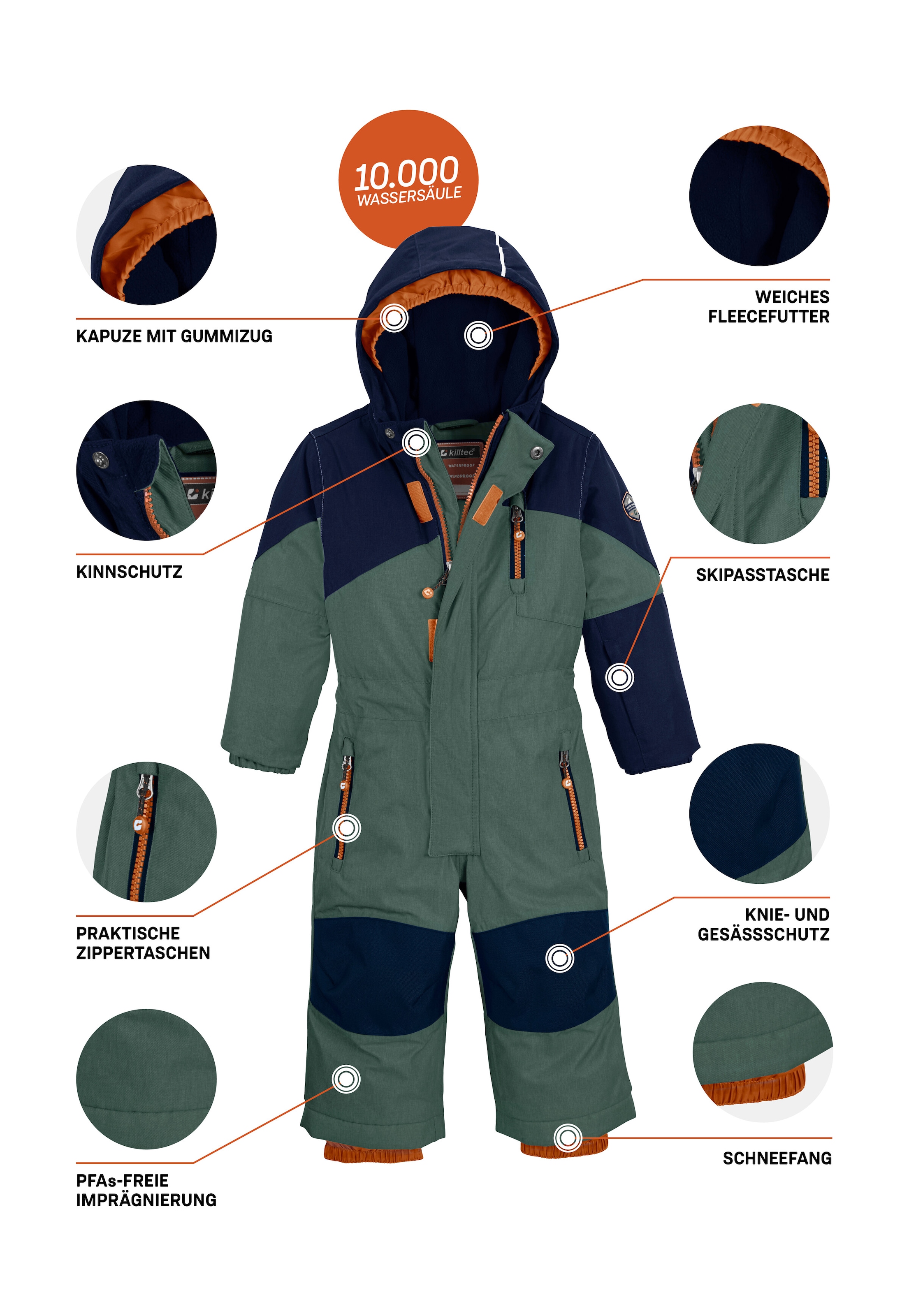 Killtec Skianzug »Kesley Mini«, Skioverall, wind- und wasserdicht, innen warmes Fleece