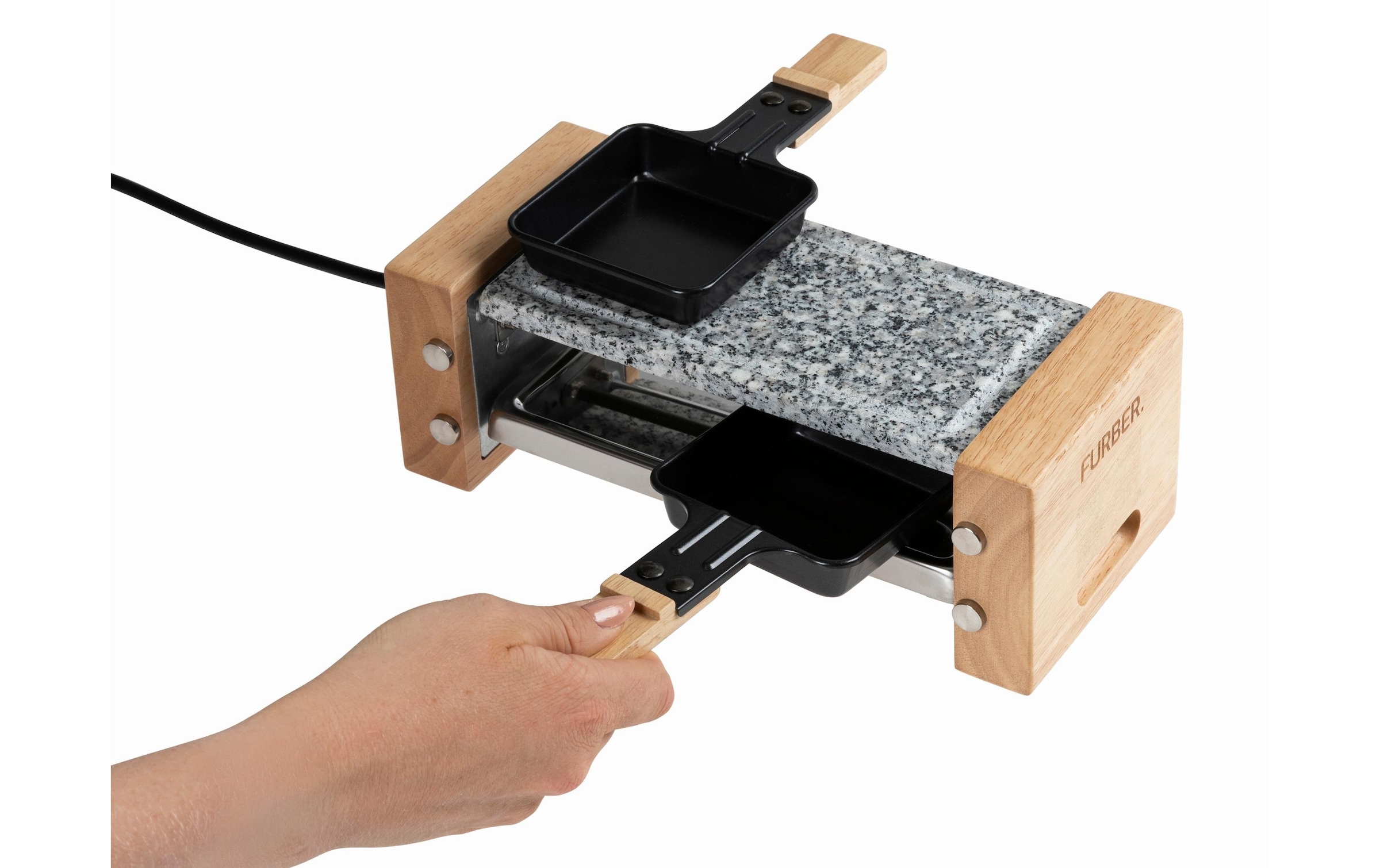 FURBER Raclette »Raclette-Grill 2P Holz/Stein«, 350 W