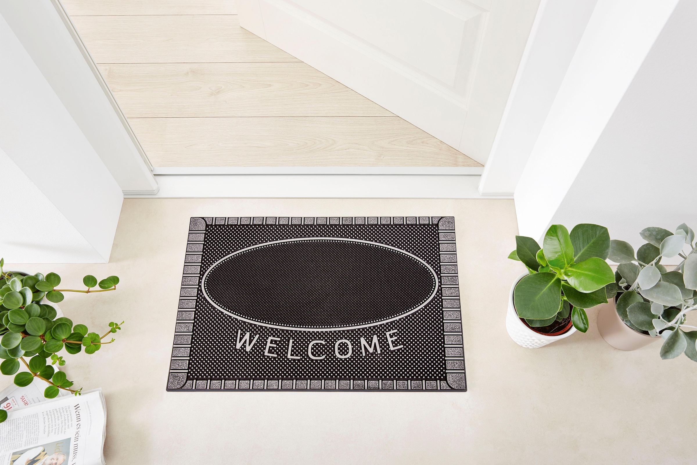 Home2Fashion Fussmatte »SC Clean Welcome«, rechteckig, 8 mm Höhe, Schmutzfangmatte, mit Spruch, robust, In- und Outdoor geeignet
