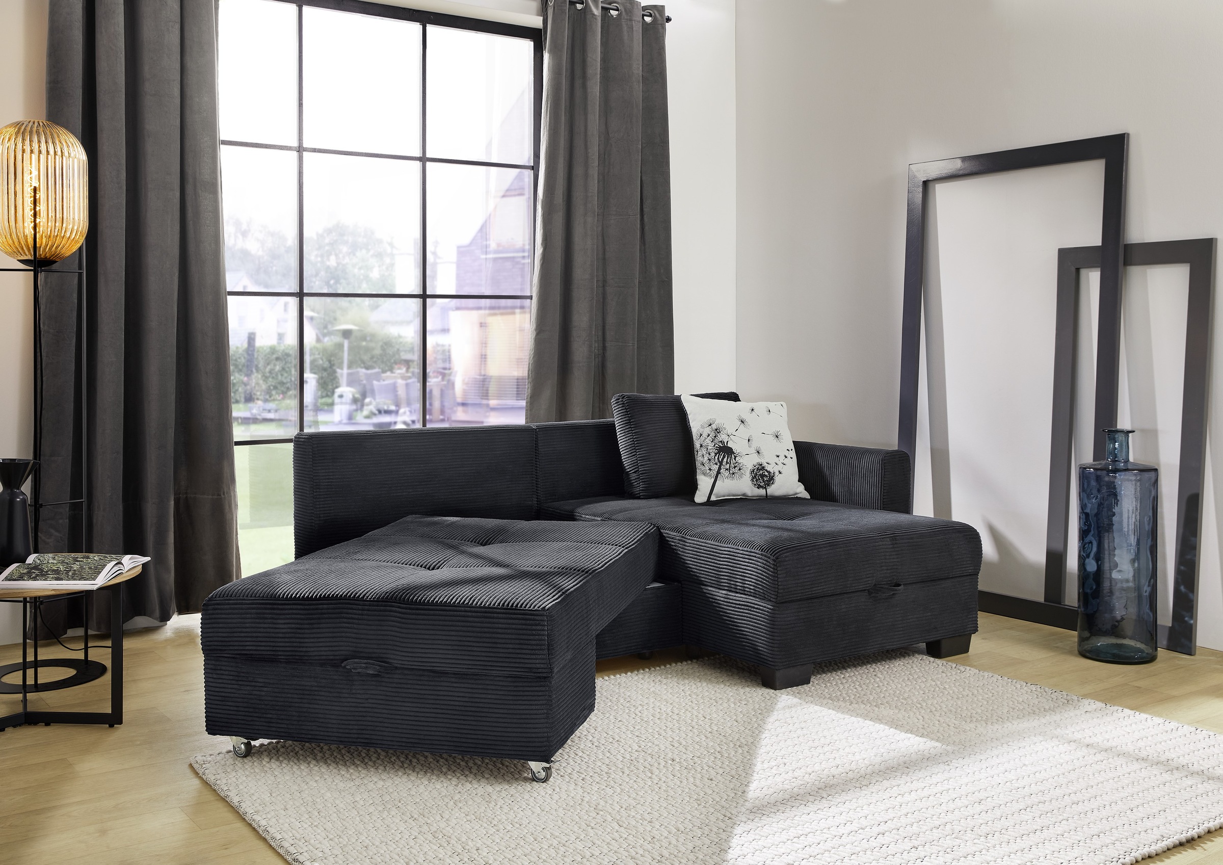 Jockenhöfer Gruppe Ecksofa "Fantasy L-Form, B: 247 cm, Dreh-Schwenk-Ottomane" mit Schlaffunktion, Bettkasten & Zierkissen, wandelbar zum Big-Sofa