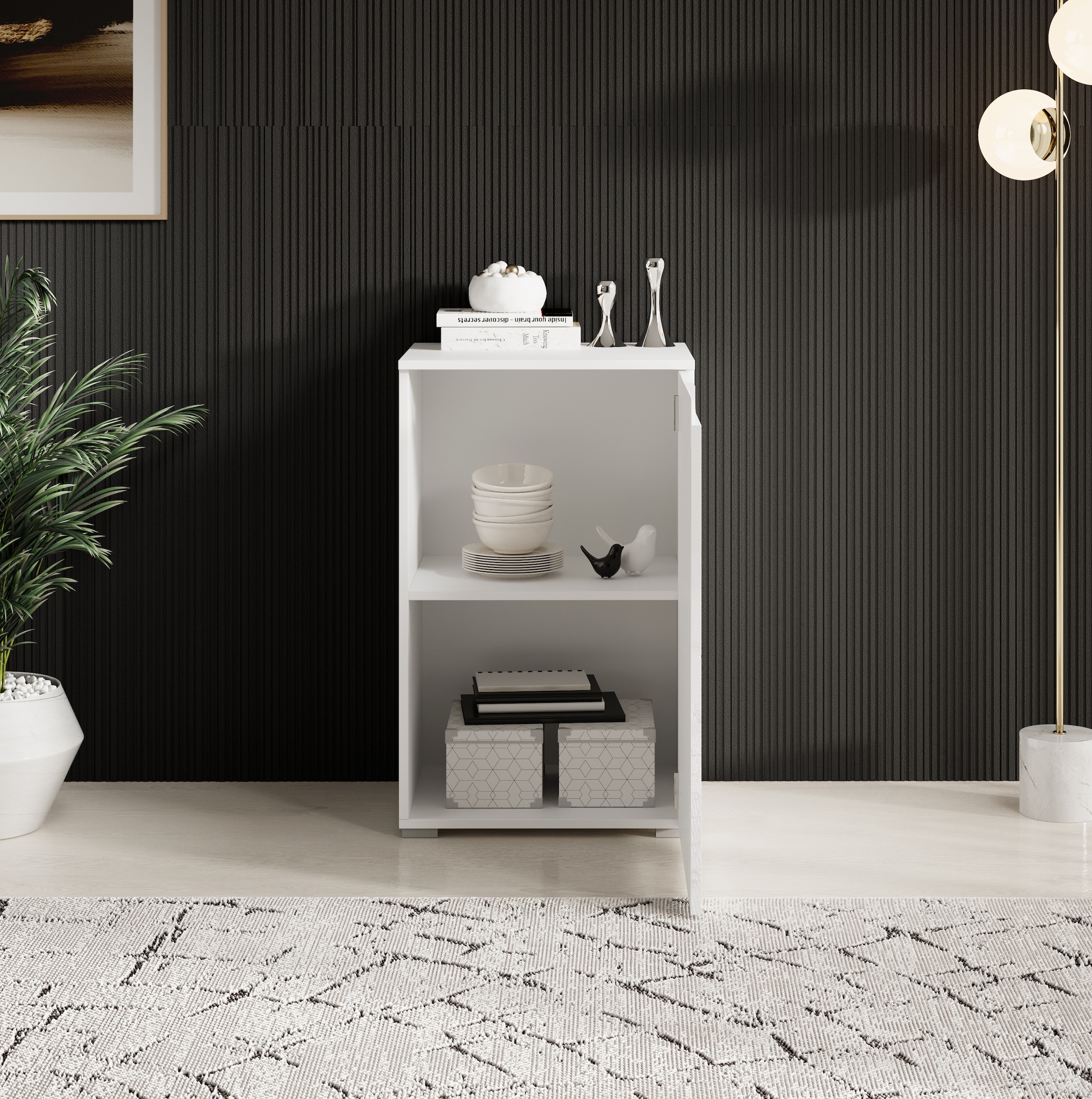HBZ Kommode »Spice Weiss Hochglanz, BxHxT 50x80x40 cm«, Kommode mit 1 Tür und 1 Einlegeboden verstellbar