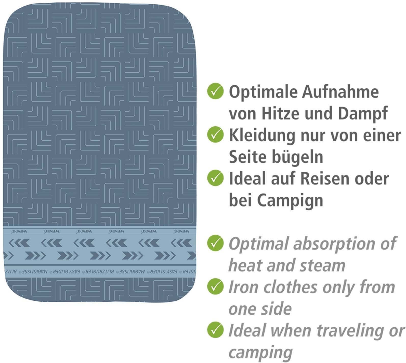 WENKO Bügeltuch »Modell Air Comfort«, Bügeldecke für den Tisch, 5-lagig, mit Blitzbüglerzone