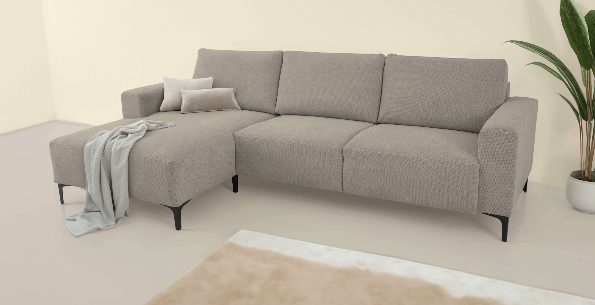 Home affaire Ecksofa »Tournon, L-Form, Breite 262 cm, Webstoff, Chenille«, Designsofa im nordischen Stil, Wellenunterfederung, Metallfüsse
