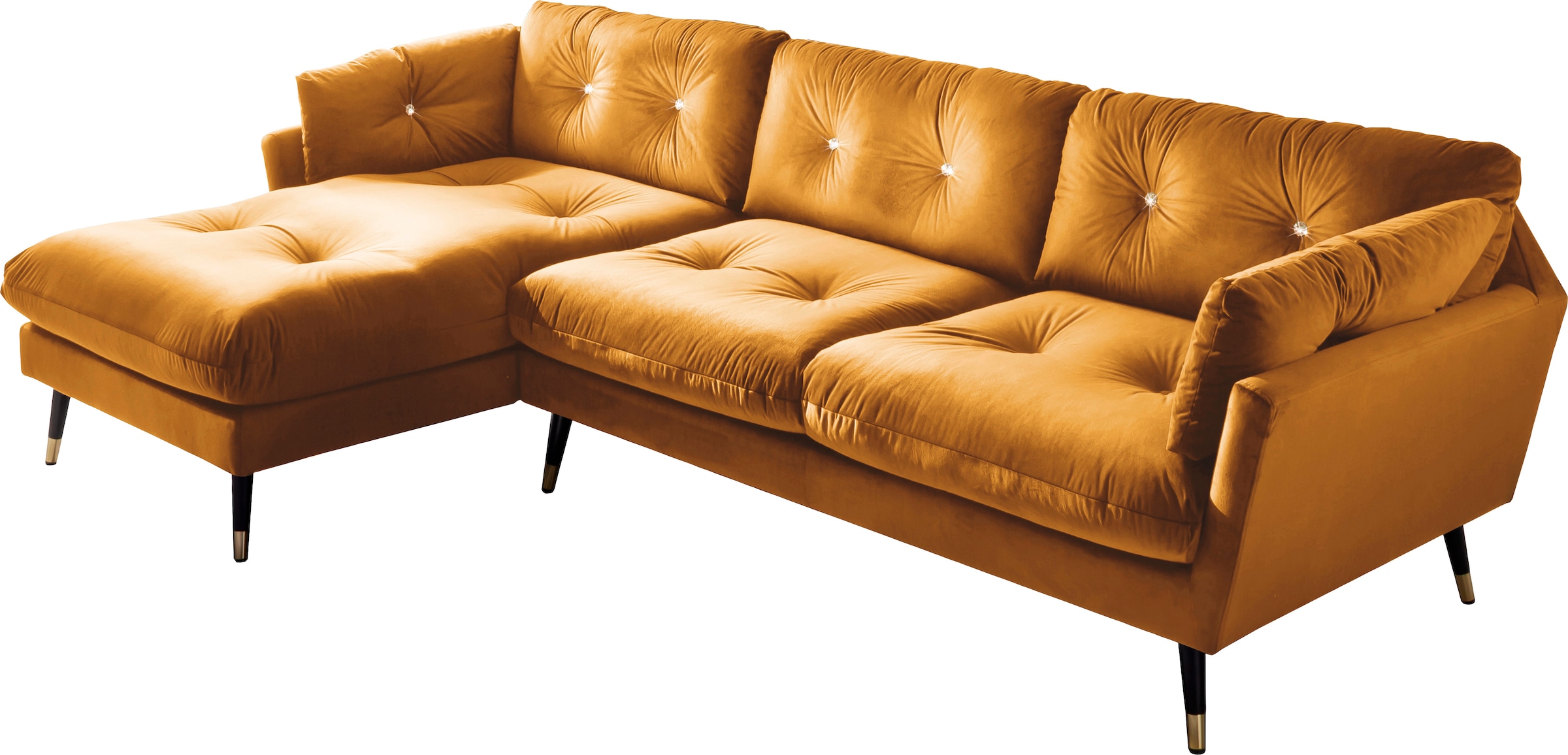 Trends by HG Ecksofa »Amira L-Form«, mit Strasssteinen und goldfarben Applikationen