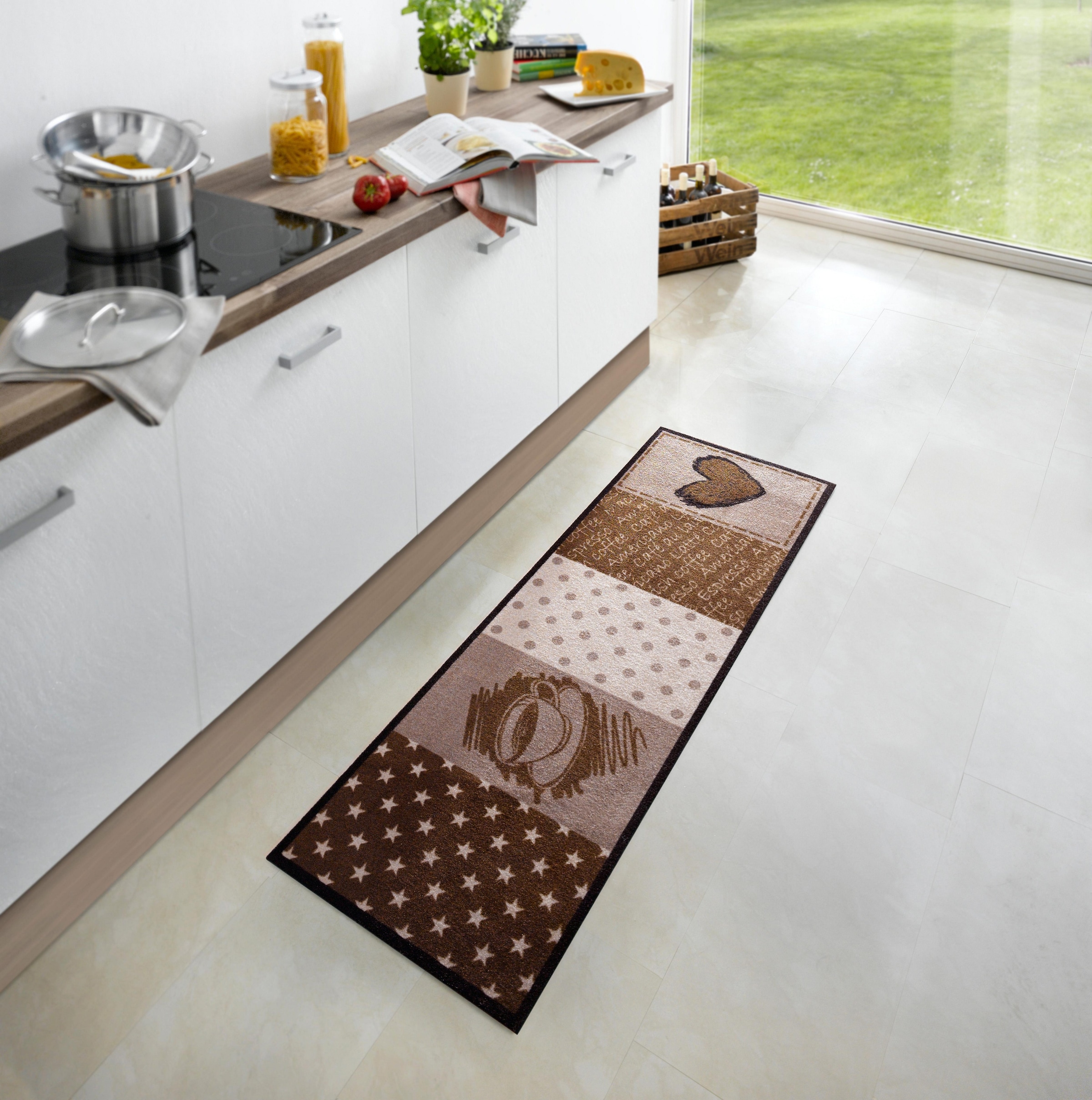HANSE Home Küchenläufer »Coffee Heart«, rechteckig, 5 mm Höhe, Kurzflor, rutschhemmend, Patchwork, Robust, Küche, Waschbar, Kaffee
