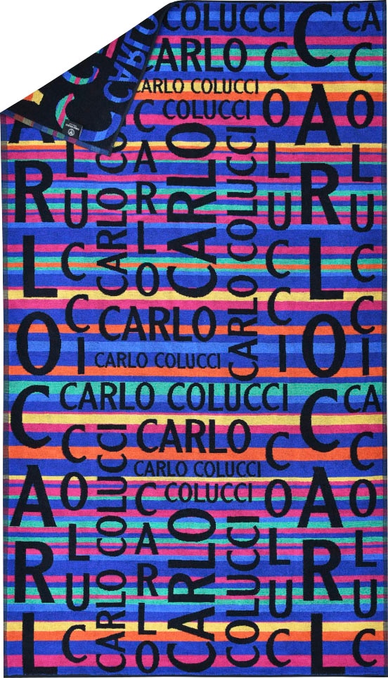CARLO COLUCCI Schriftzügen Carlo und St.), online Jacquard-Optik Strandtuch (1 Jelmoli-Versand »Matteo«, in auffälliger Colucci | kaufen