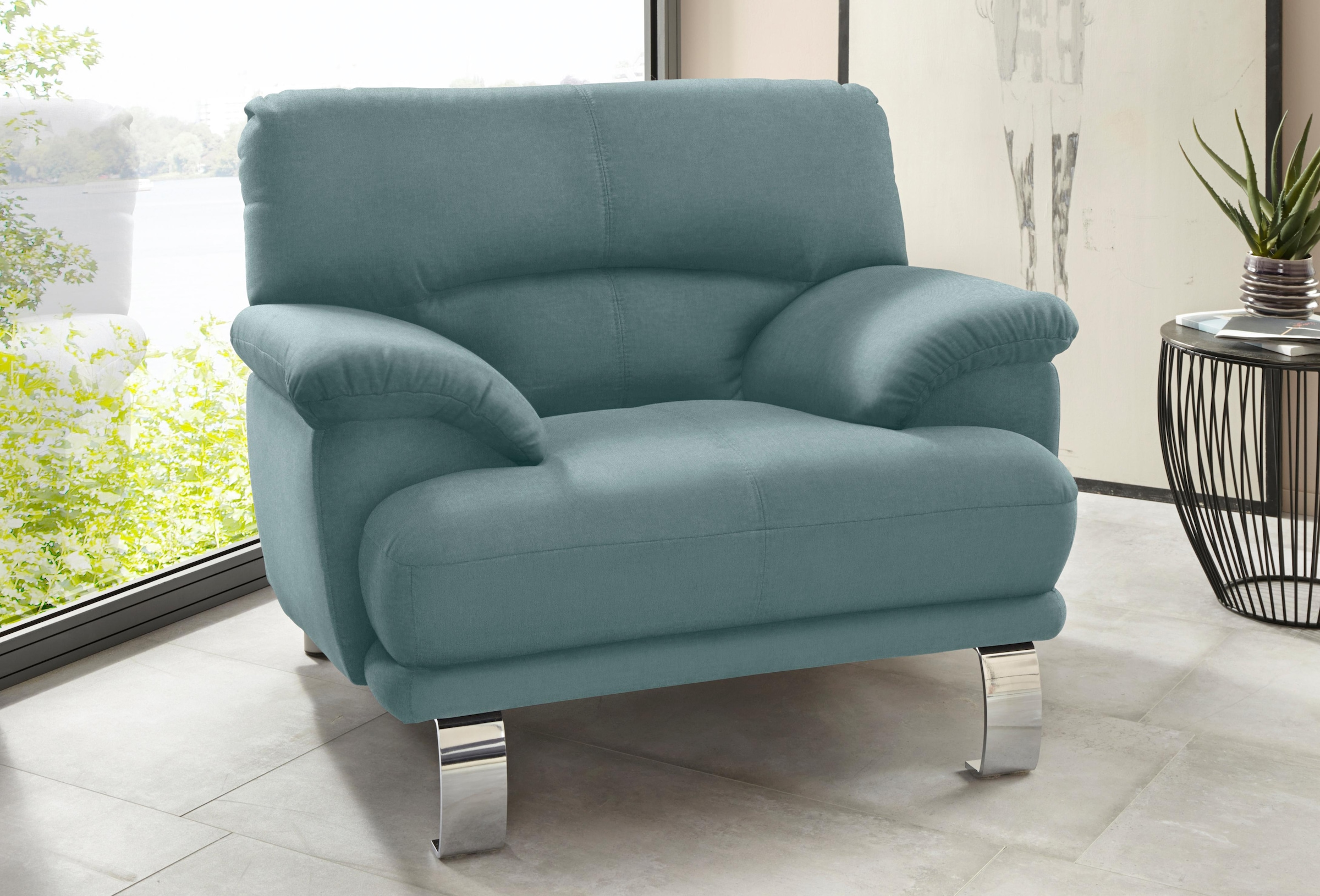TRENDMANUFAKTUR Sessel »Cecilia II, Loungesessel in italienischem Design«, breite und bequeme Armlehnen