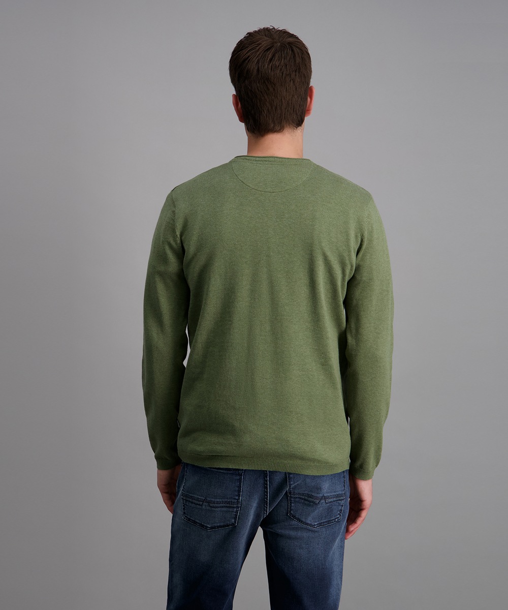 Pioneer Authentic Jeans Rundhalspullover, Ausschnitt mit Rollkante, Aussennähte