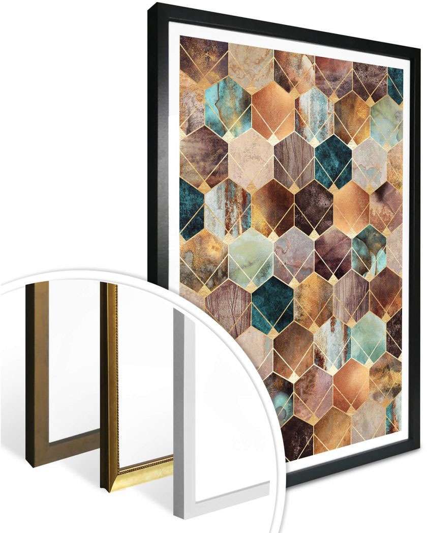 Gold »Hexagone Poster (1 Wall-Art Jelmoli-Versand St.) | Schriftzug, shoppen online Kupfer«,